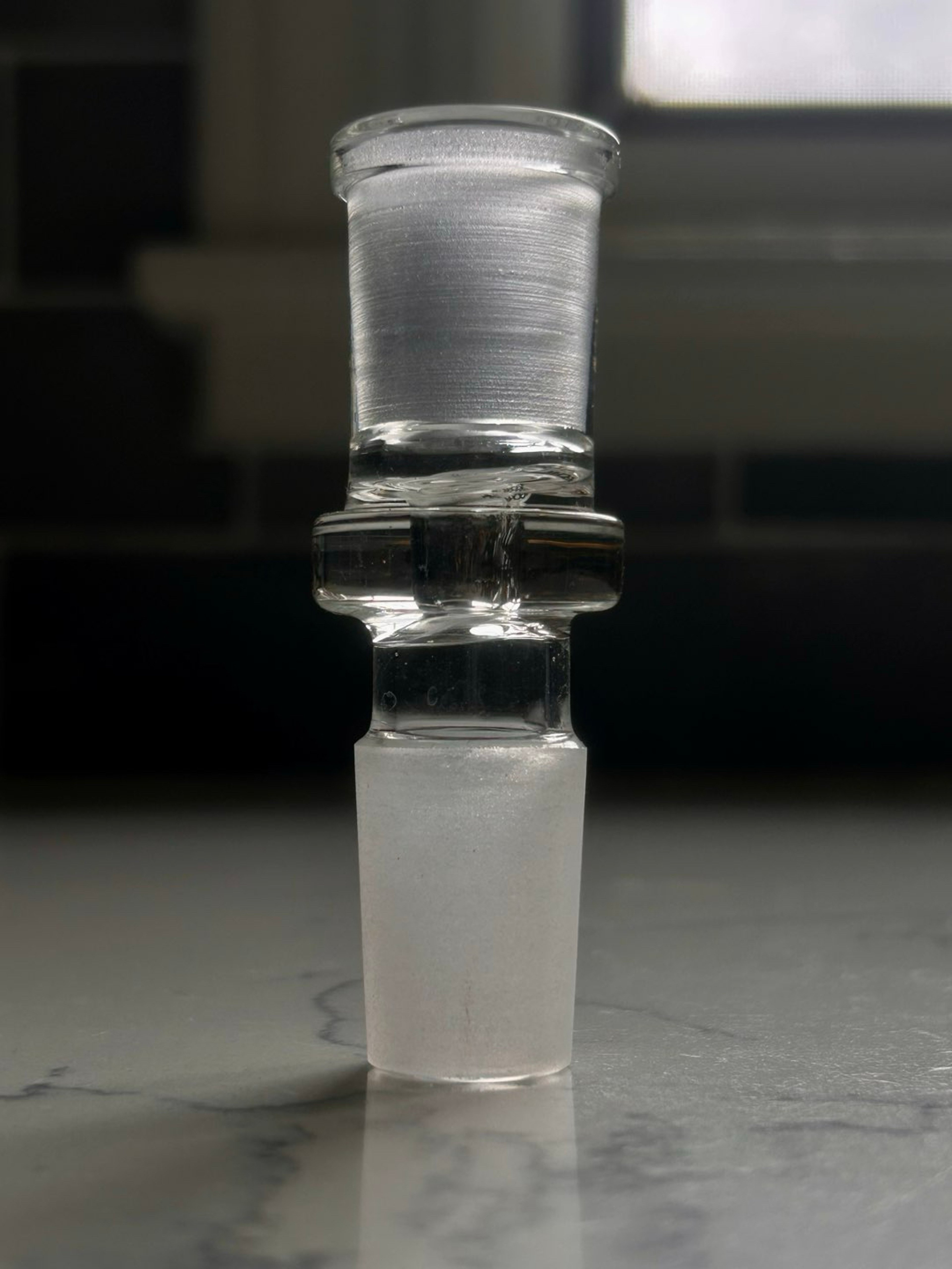 14mm → 18mm Adapter | Worked Glass Joint | Clear/Frosted image 0