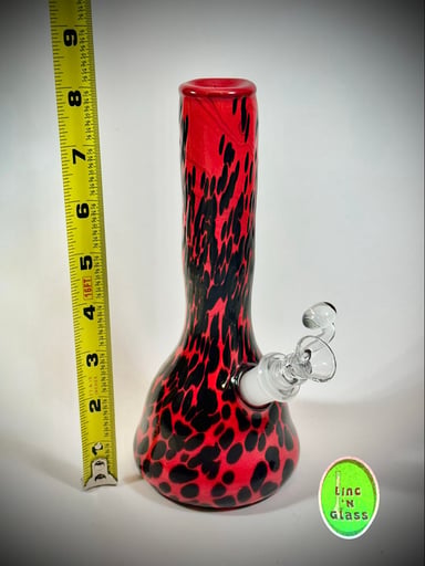 Preview pic of Special K 8” Glass Bell Bong || Red, Black Frit