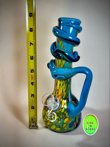 Preview pic of Special K 🏳️‍🌈Rainbow 8½” Glass Bubble Bong || Dichro Handle/Wrap Combo