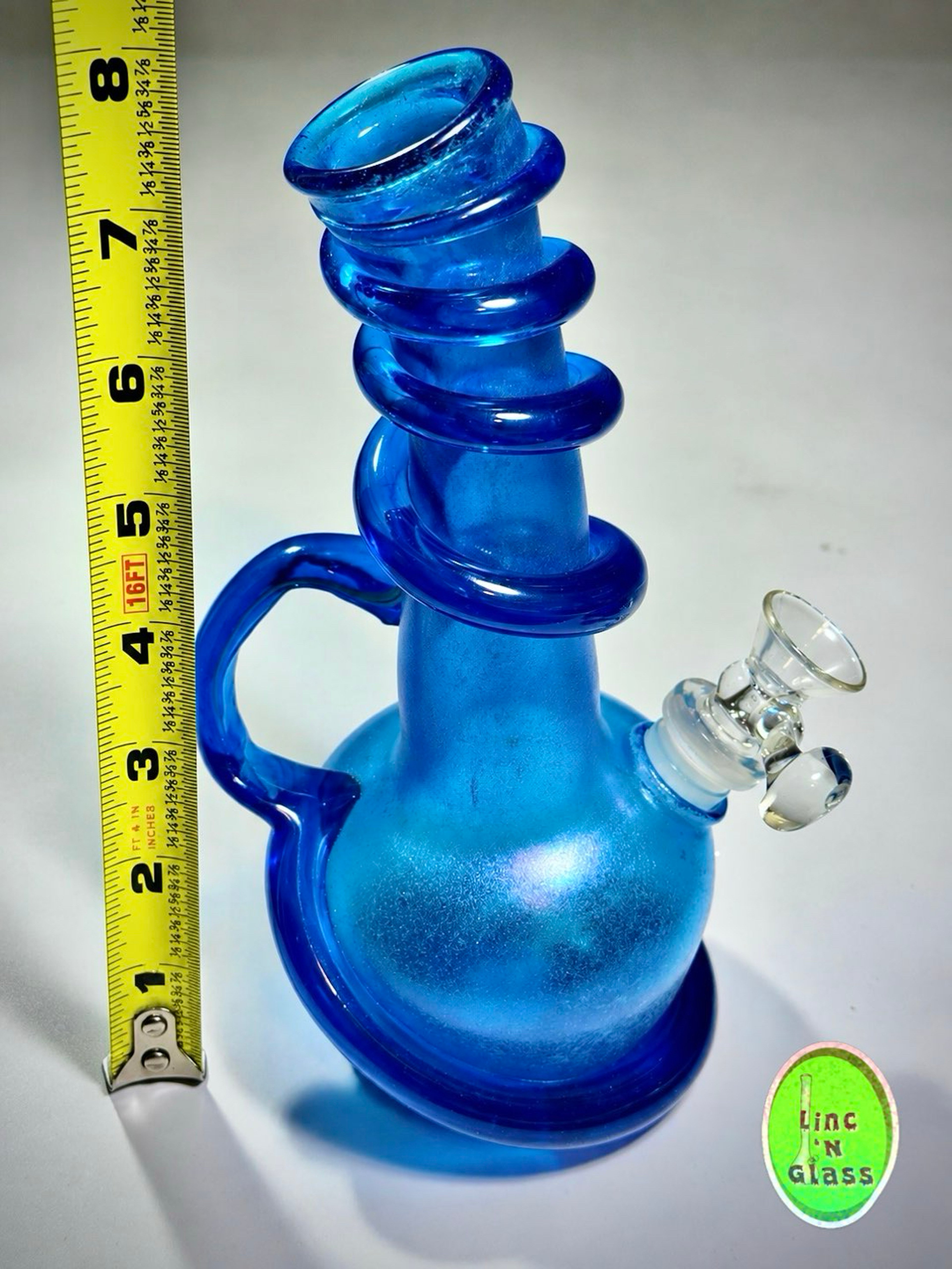 Special K 7½” Signed Hand-Blown Soft Glass Bubble Bong || Blue Handle/Wrap Combo, 2024 image 0