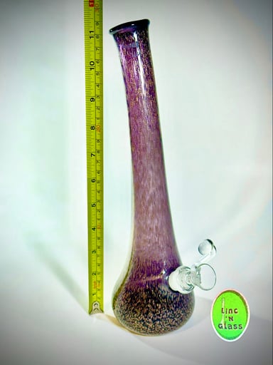 Preview pic of Special K 11” Hand Blown Soft Glass Bong || Purple Dichroic Wrap