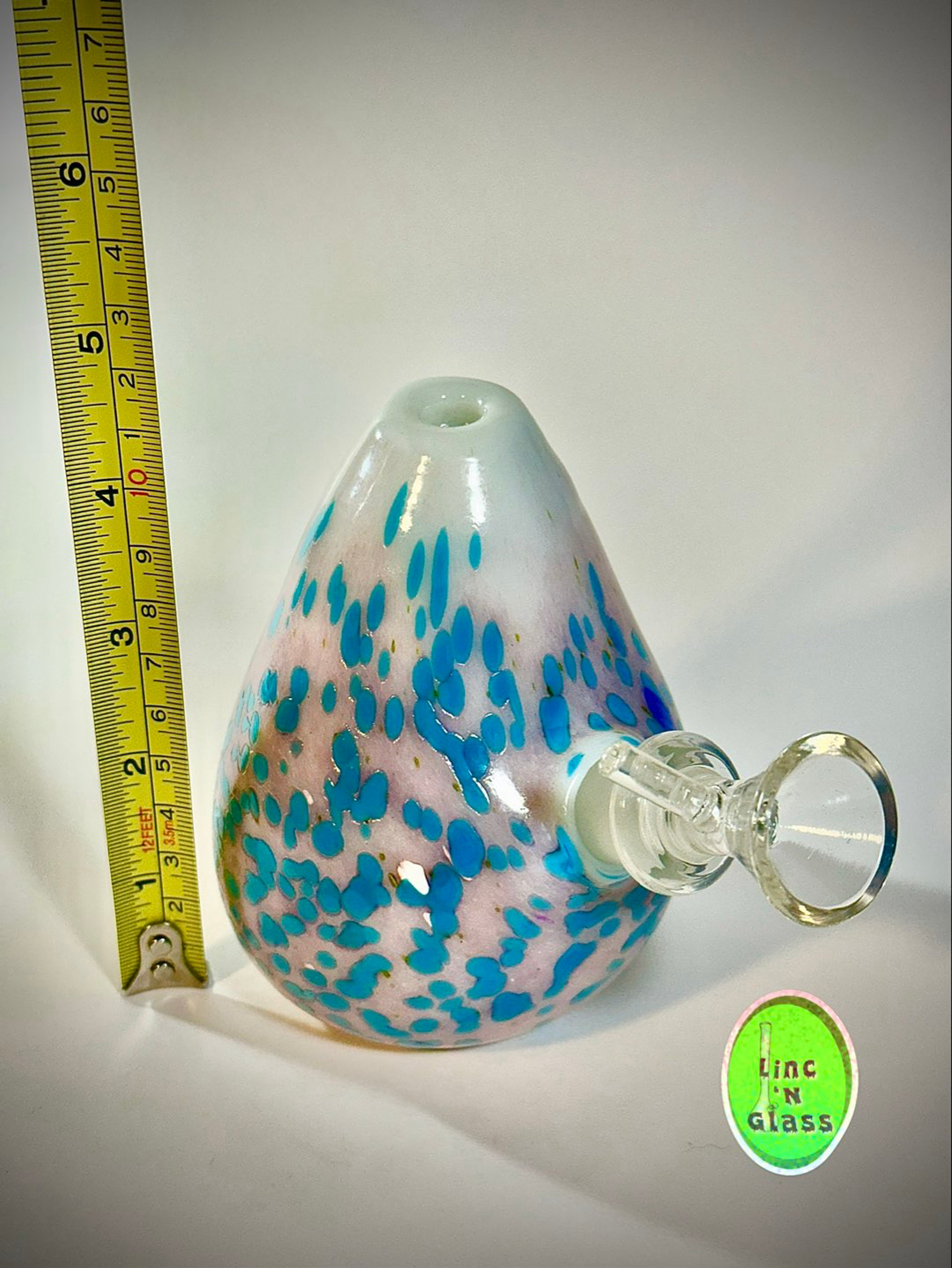 Special K 4½” Glass Egg Bong || White, Pink & Turquoise Frit image 0