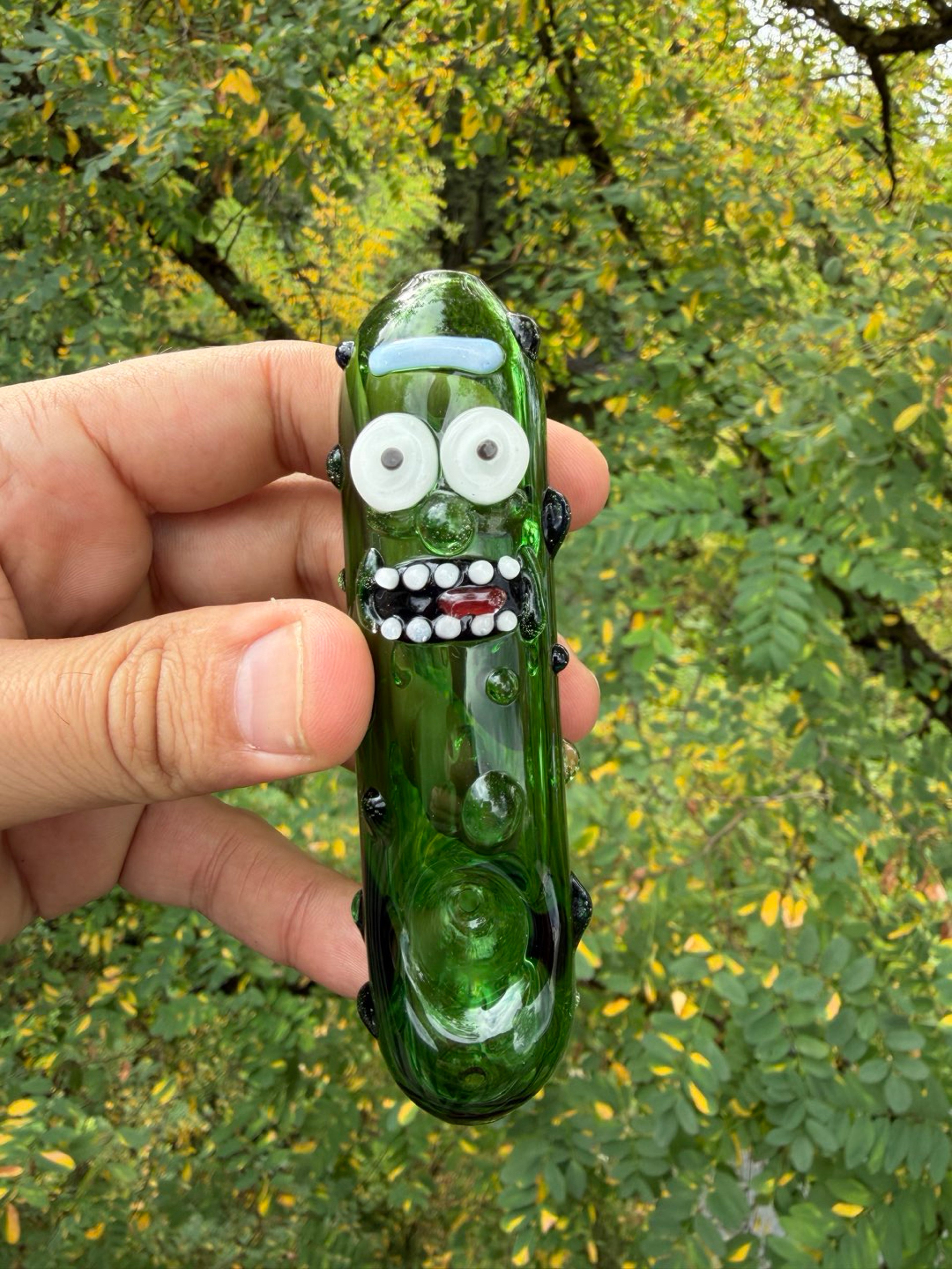 Chameleon Glass Pickle Rick Hand Pipe image 0