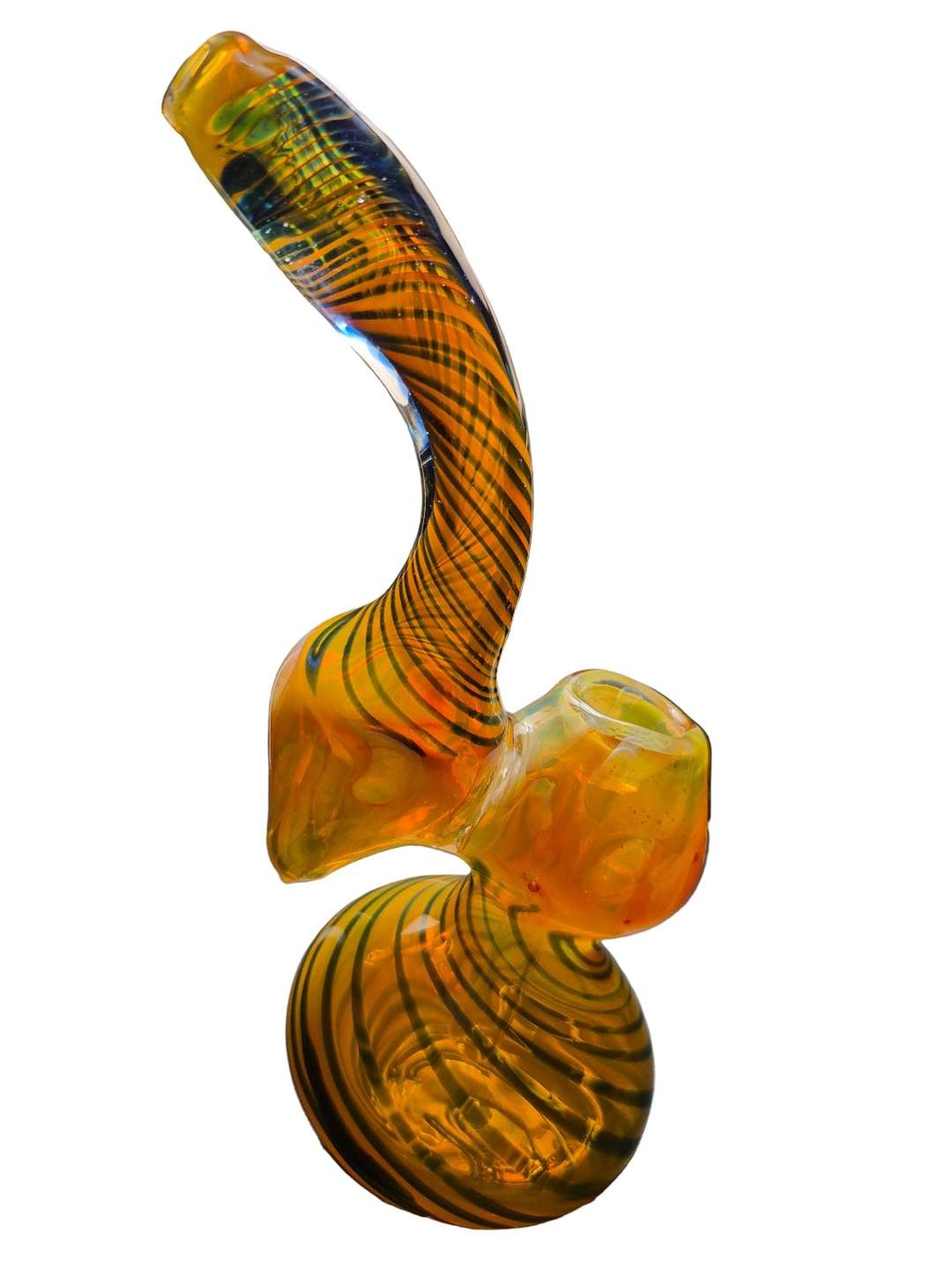 Amber & Blue Swirl Amber Glass Art Design image 0