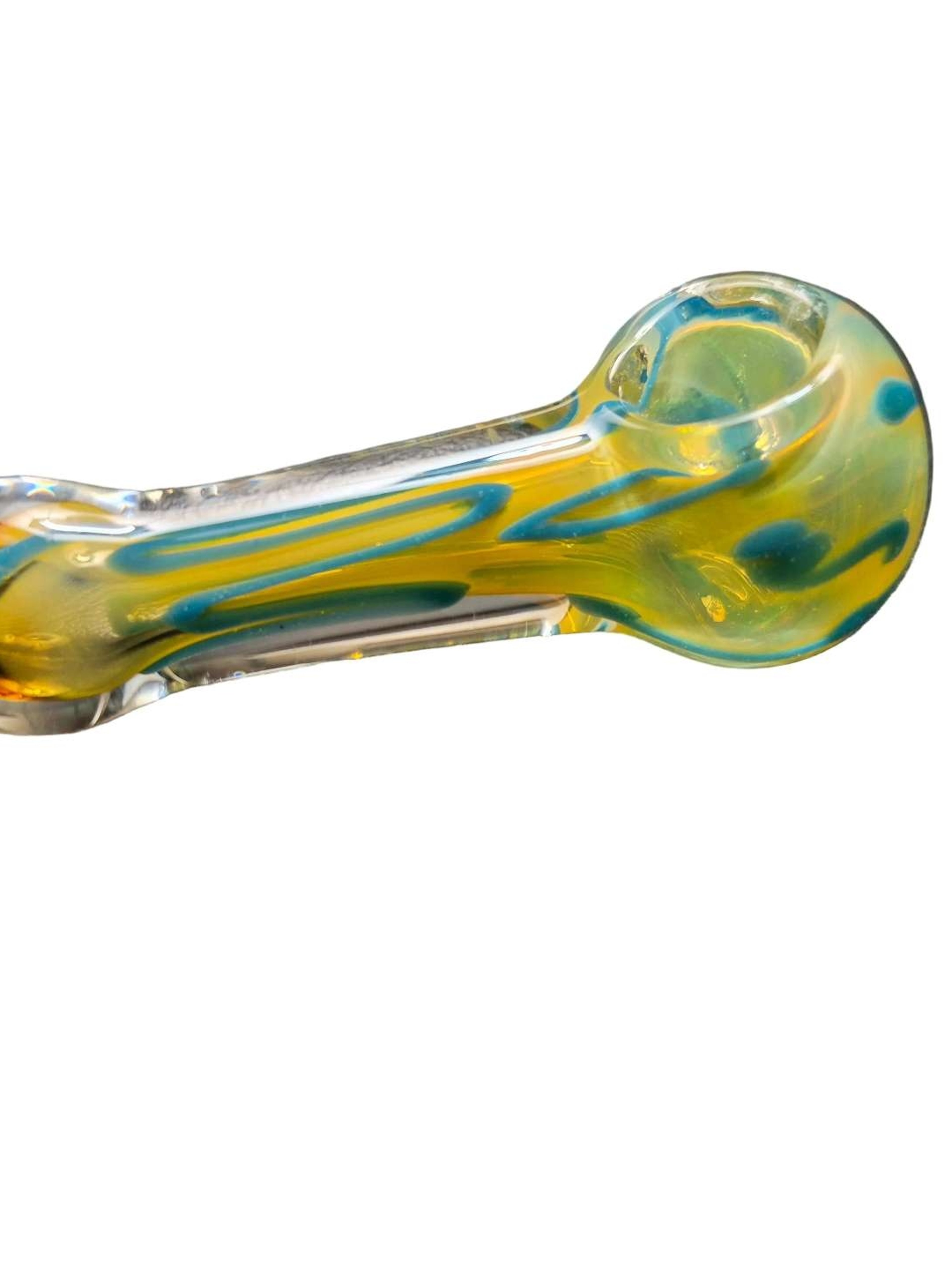 Baby Blue & Yellow Swirl Handcrafted Glass Art Design image 0