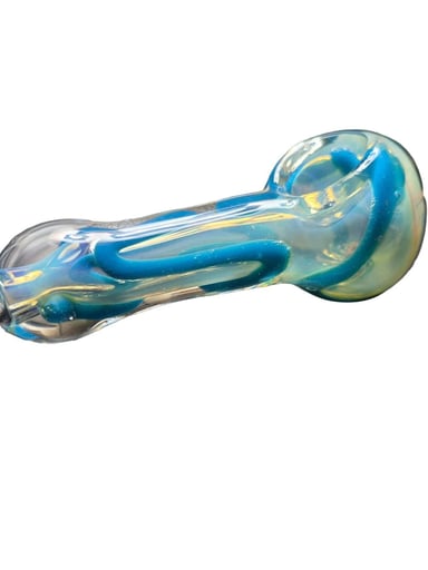Preview pic of Blue & Clear Swirl Handcrafted Glass Art Design