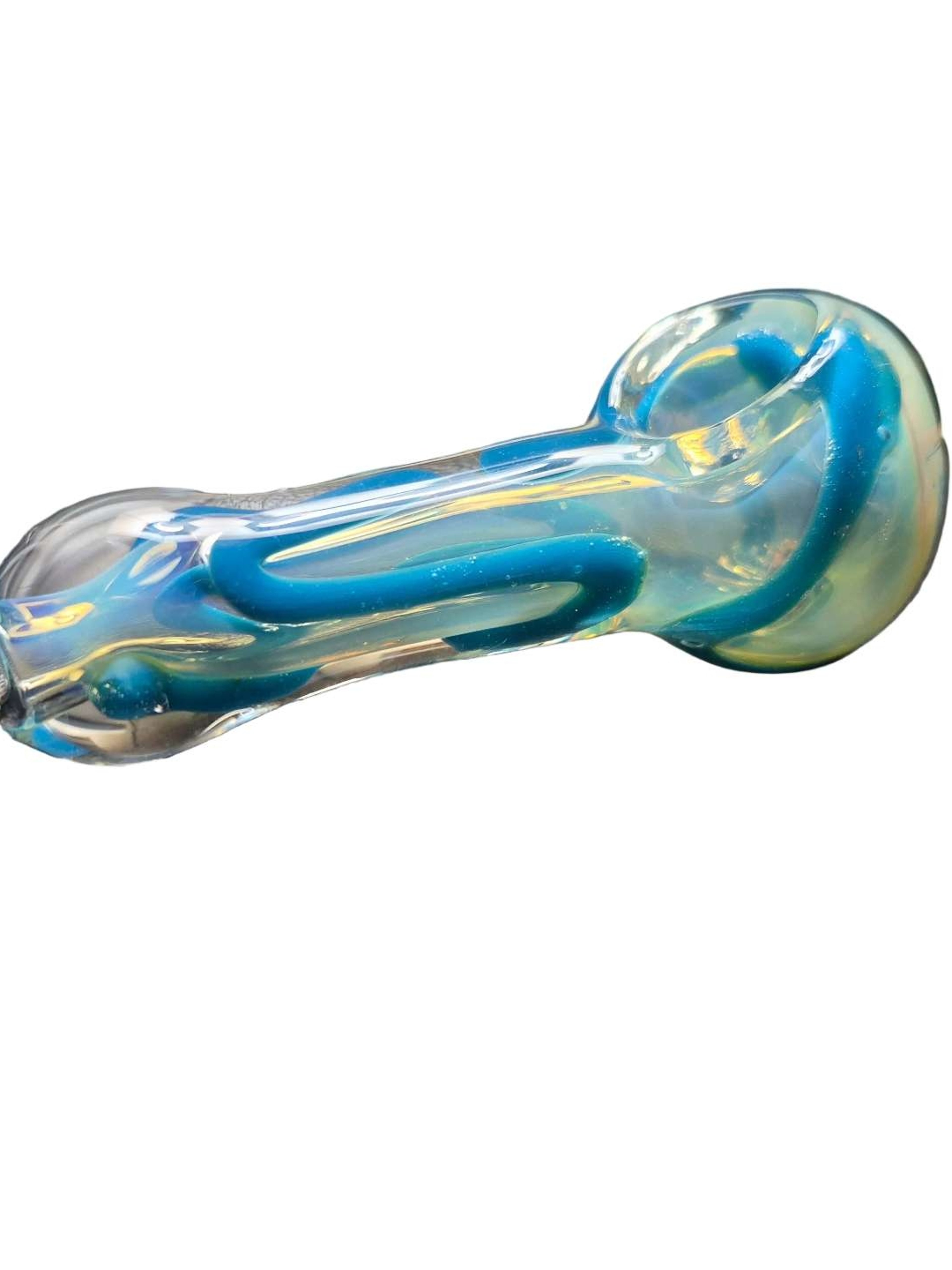 Blue & Clear Swirl Handcrafted Glass Art Design image 0