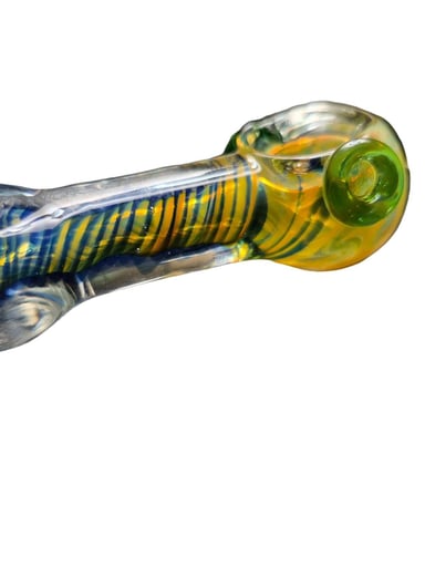 Preview pic of Blue Yellow & Green Swirl Handcrafted Glass Art Design