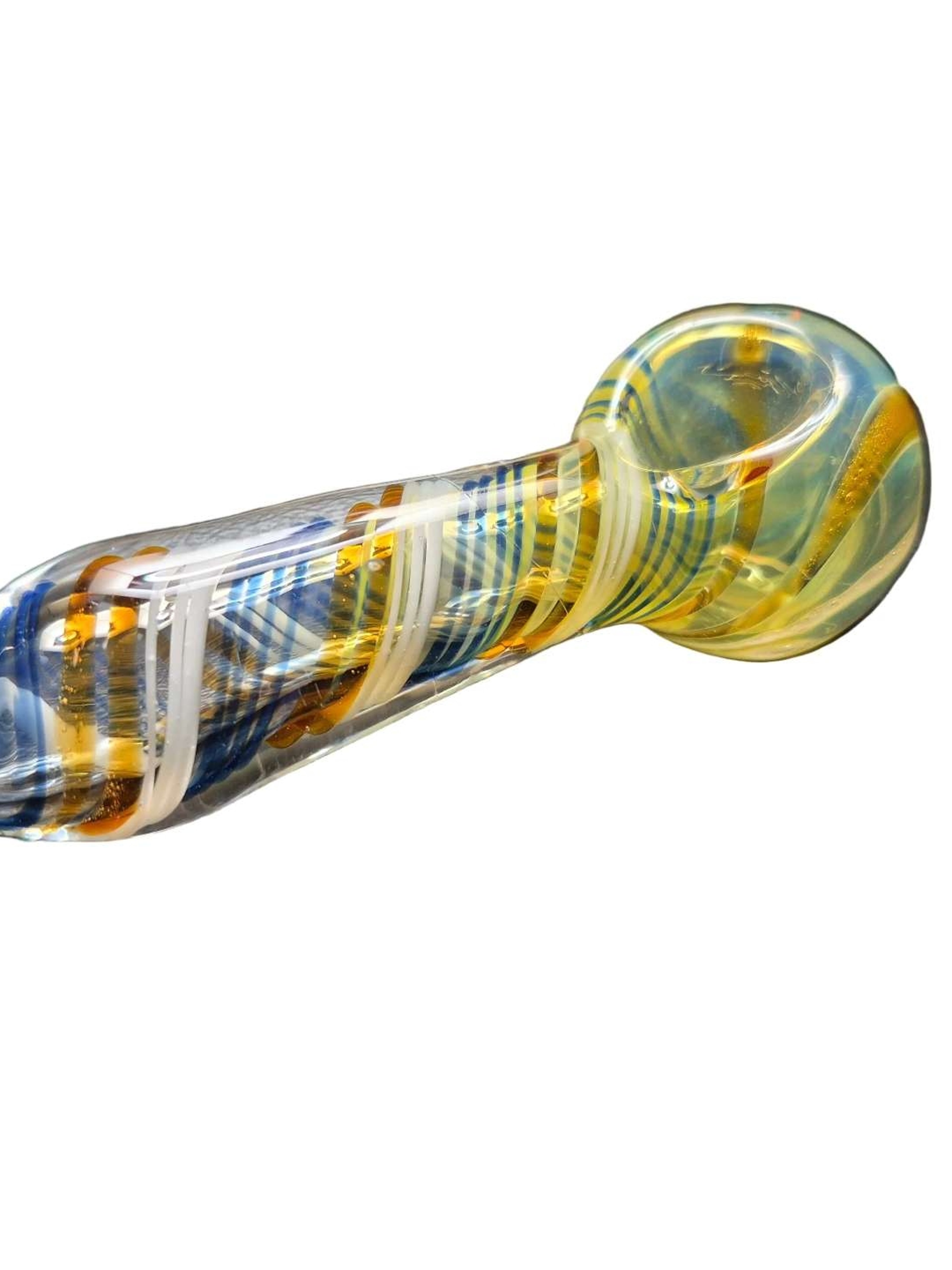 Preview pic of Blue White & Yellow Swirl Handcrafted Glass Art Design