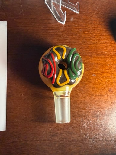 Preview pic of 18mm KGB Glass Rasta Chocolate Donut slide