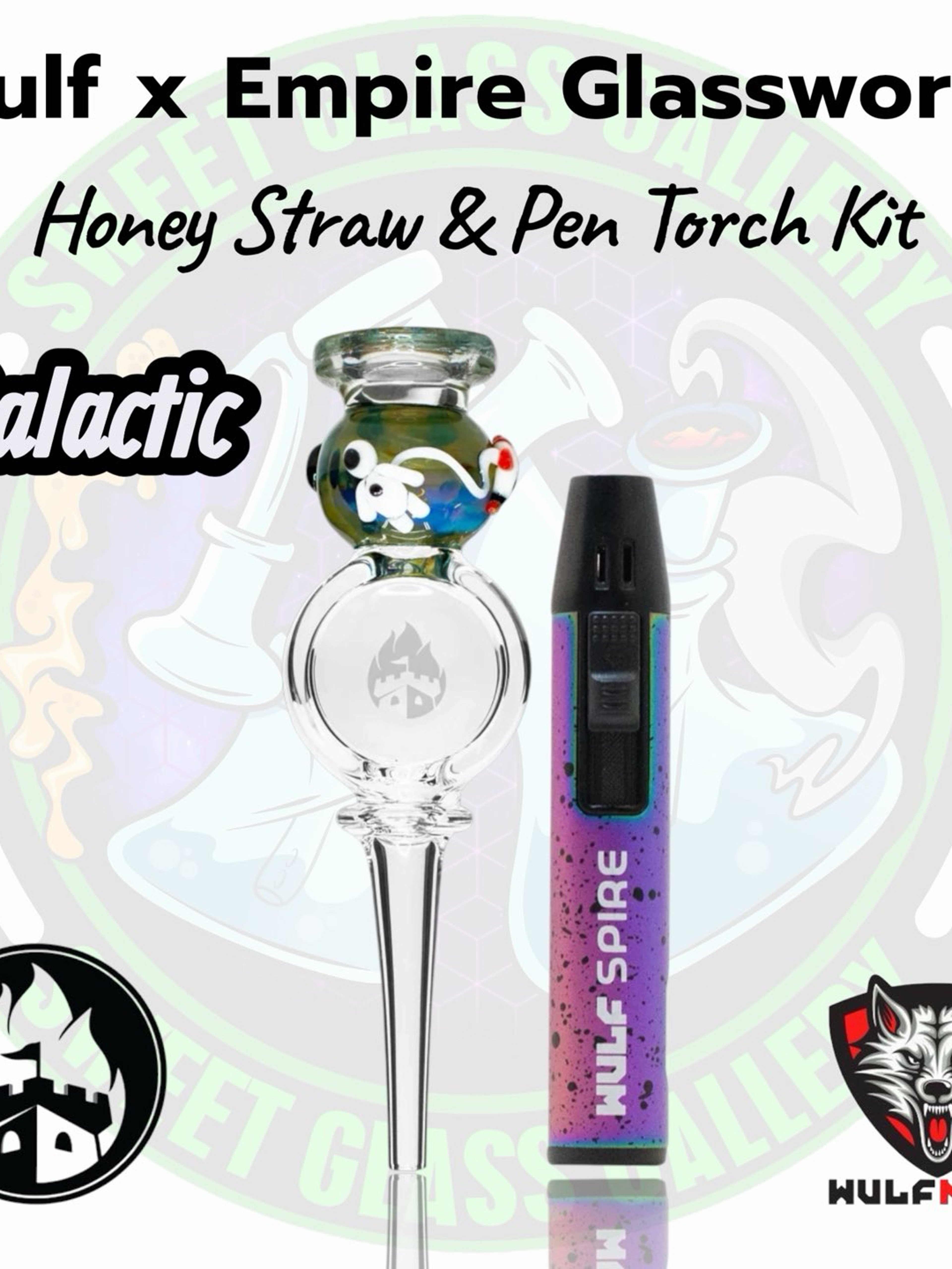 Preview pic of Empire Glassworks x Wulf - Honey Straw & Pen Torch Kit - Galactic