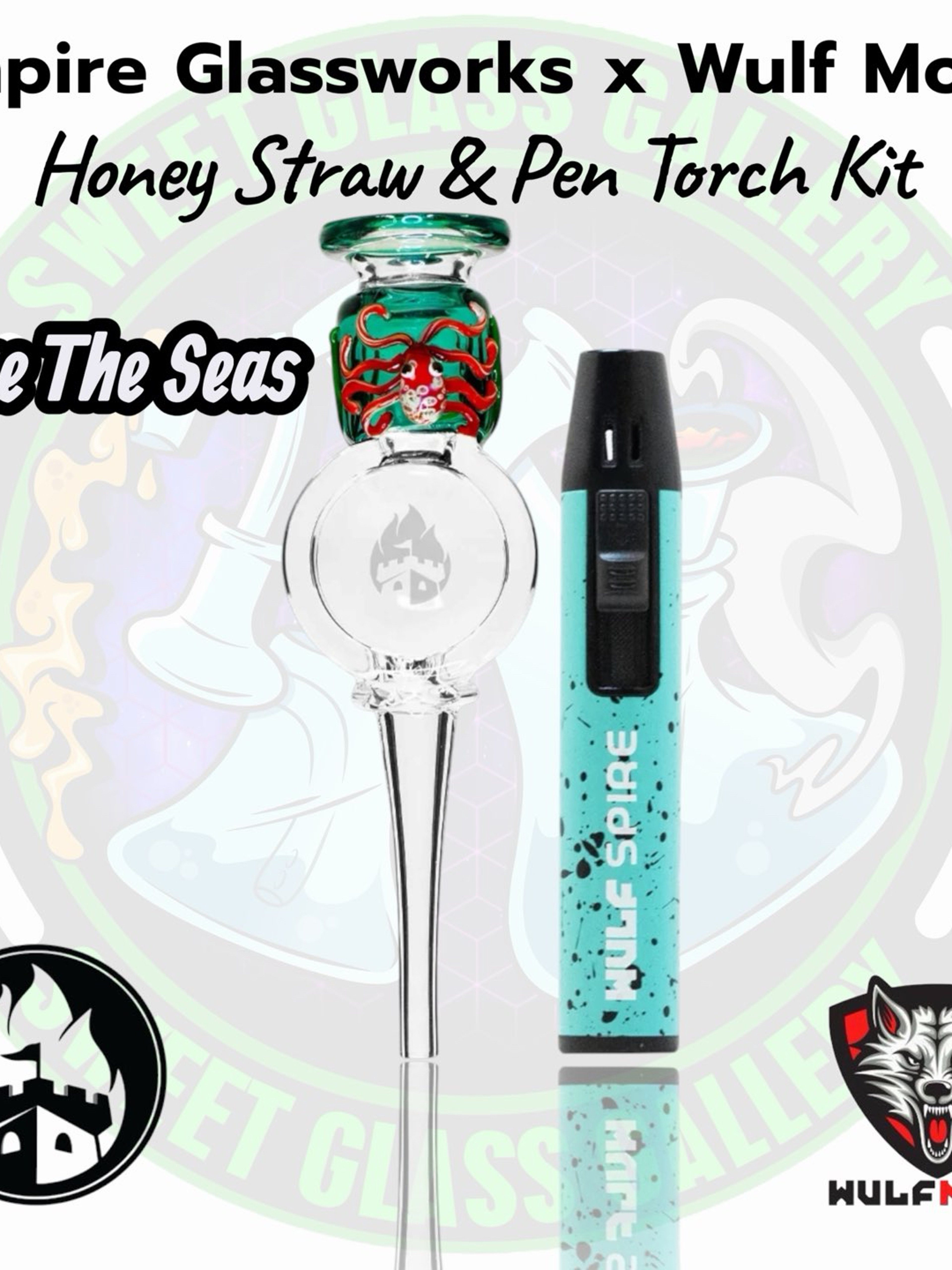 Preview pic of Empire Glassworks x Wulf - Honey Straw & Pen Torch Kit - Save The Seas