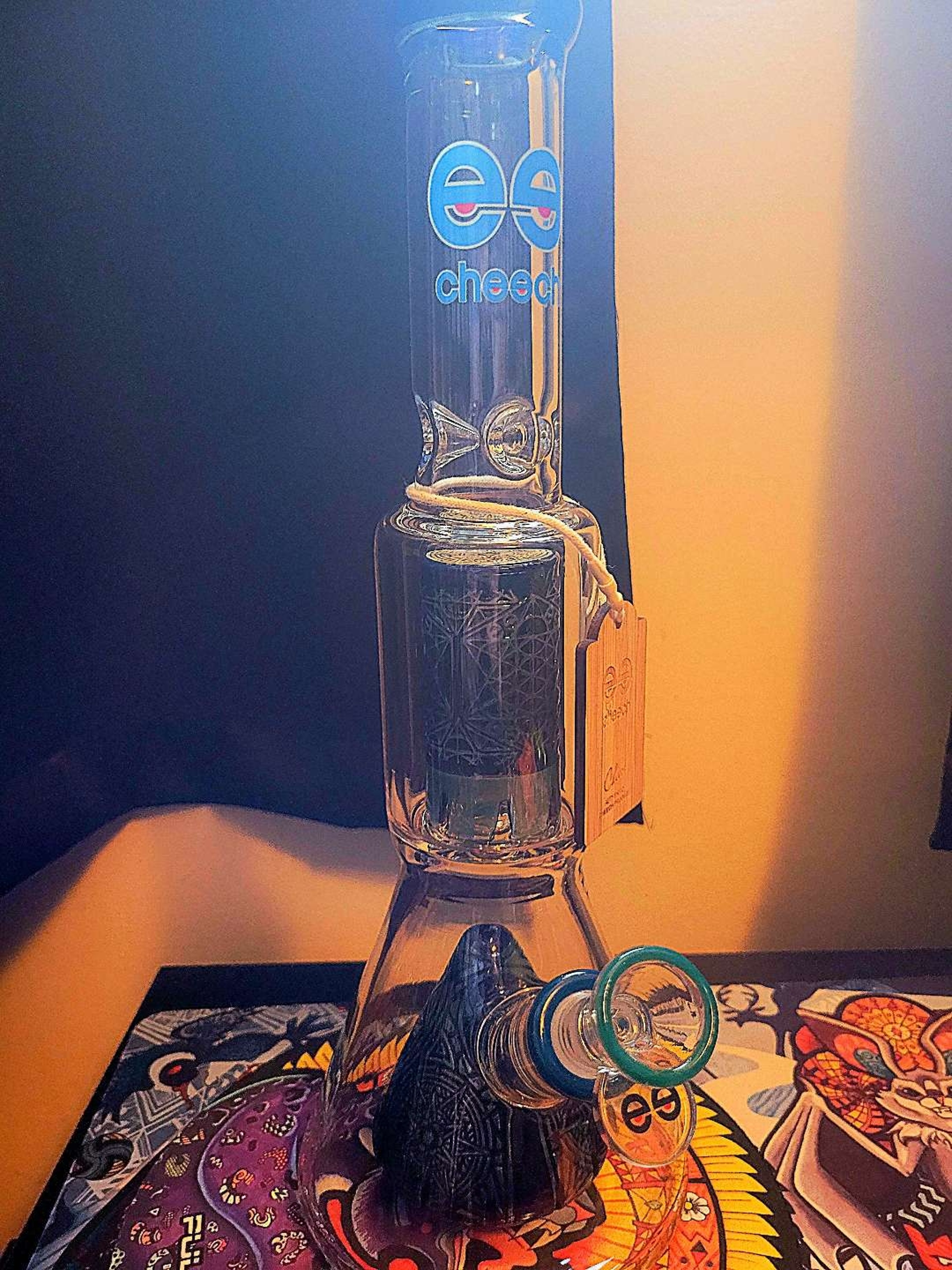 Preview pic of Cheech 13"  Double Pyramid Percolator Beaker in a Beaker Bong