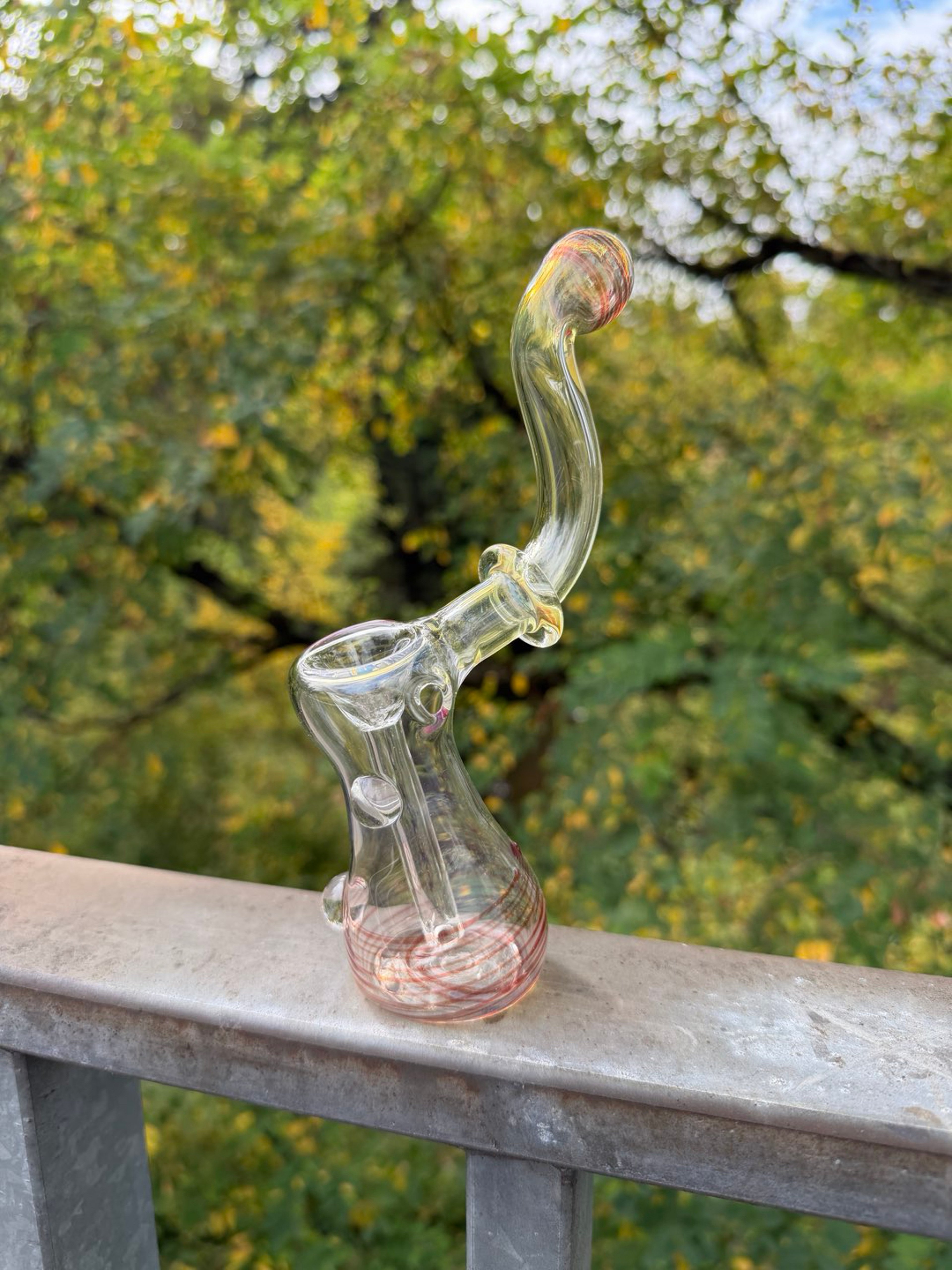 Mathematix Glass Bubbler Red Rake w/ Marbles image 0