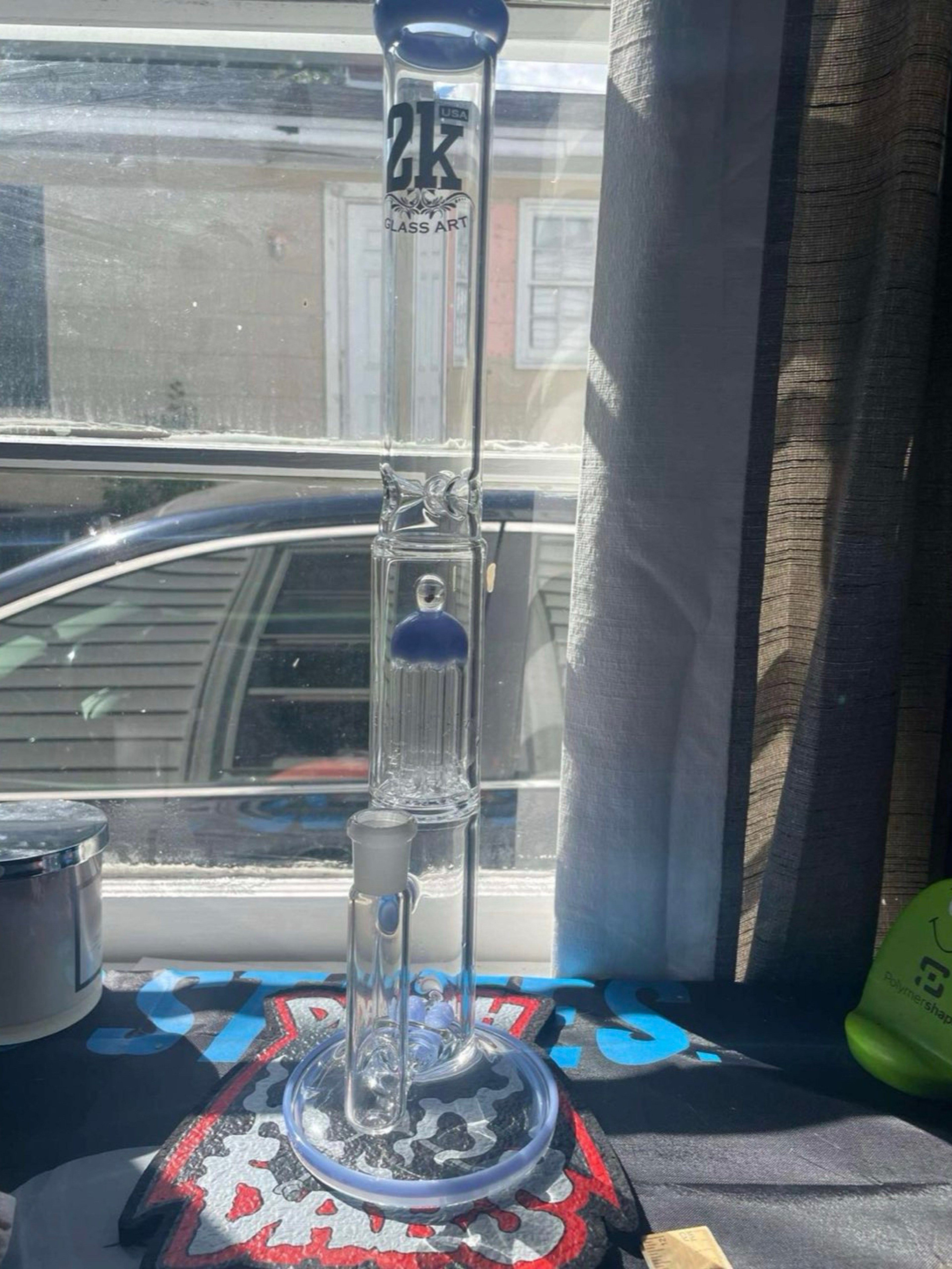2k glass arts, dual stem- 8 arm image 0