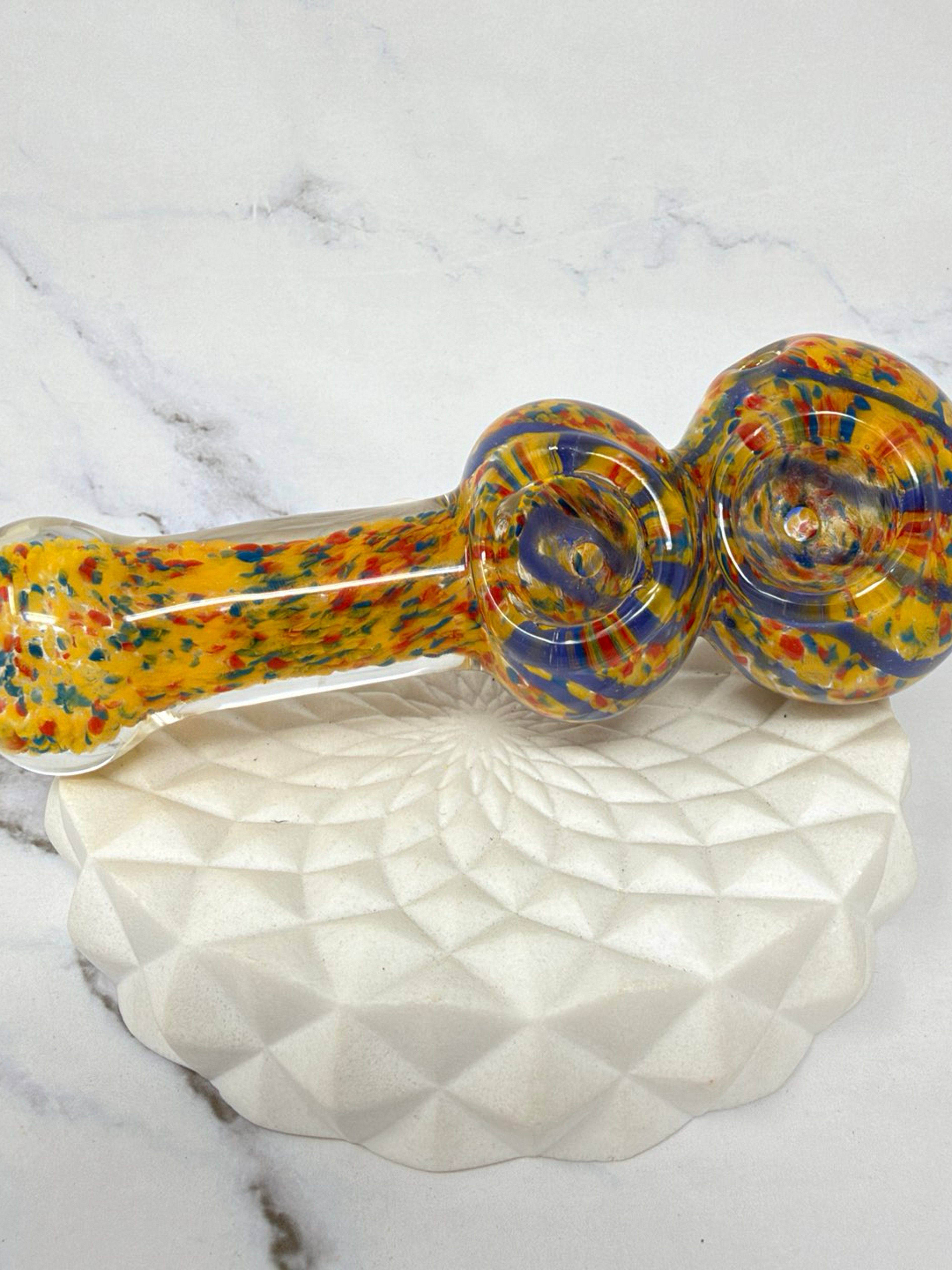 5.25” Double Bowl Confetti Smoking Bowl Glass Pipe image 0
