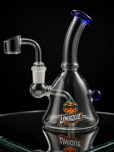 Preview pic of Unique 6” Mini Beaker Dab Rig – Bent Neck Concentrate Rig with Quartz Banger (Blue)