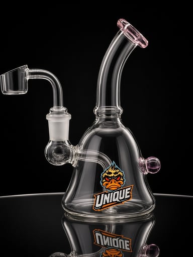 Preview pic of Unique 6” Mini Beaker Dab Rig – Bent Neck Concentrate Rig with Quartz Banger (Pink)