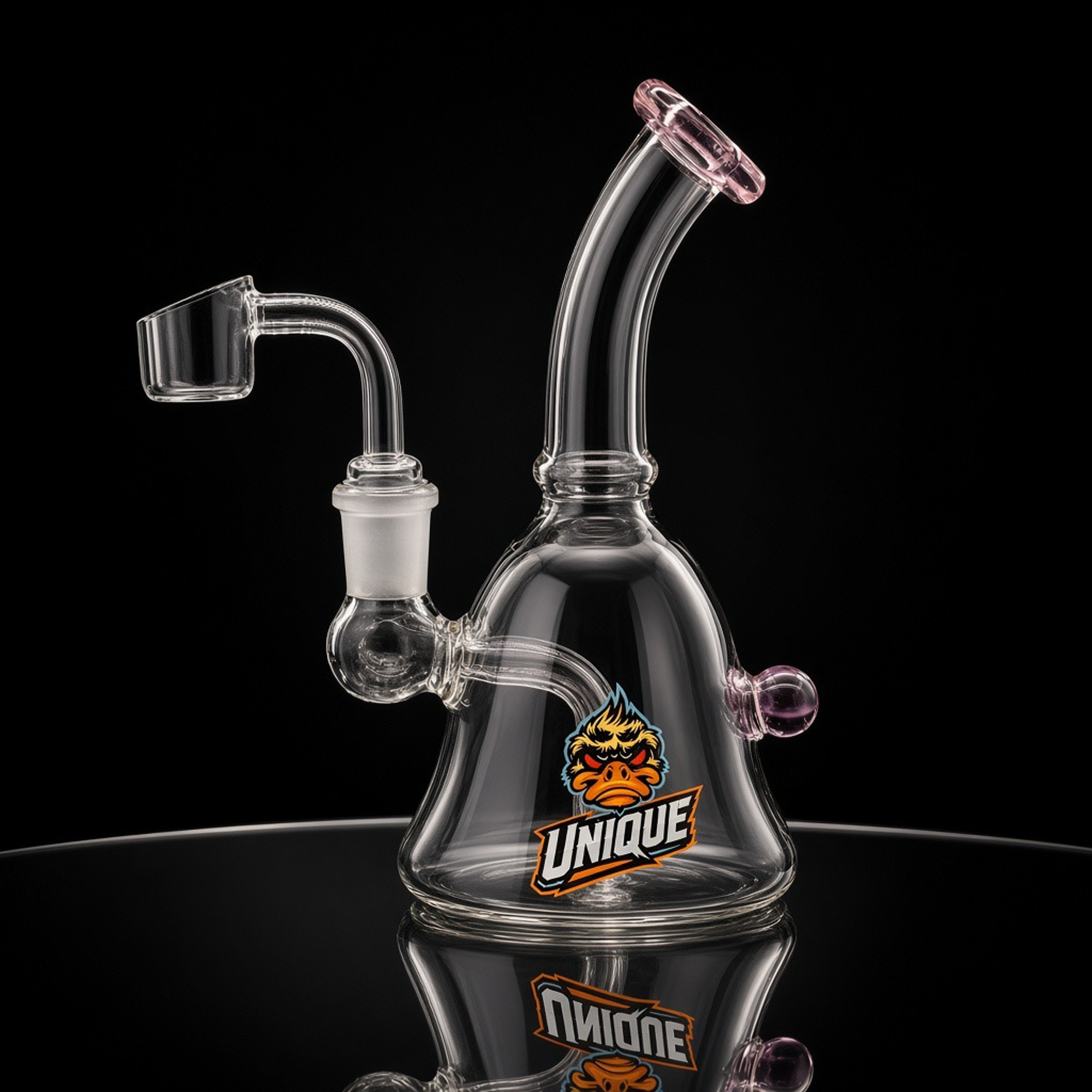 Unique 6” Mini Beaker Dab Rig – Bent Neck Concentrate Rig with Quartz Banger (Pink) image 0