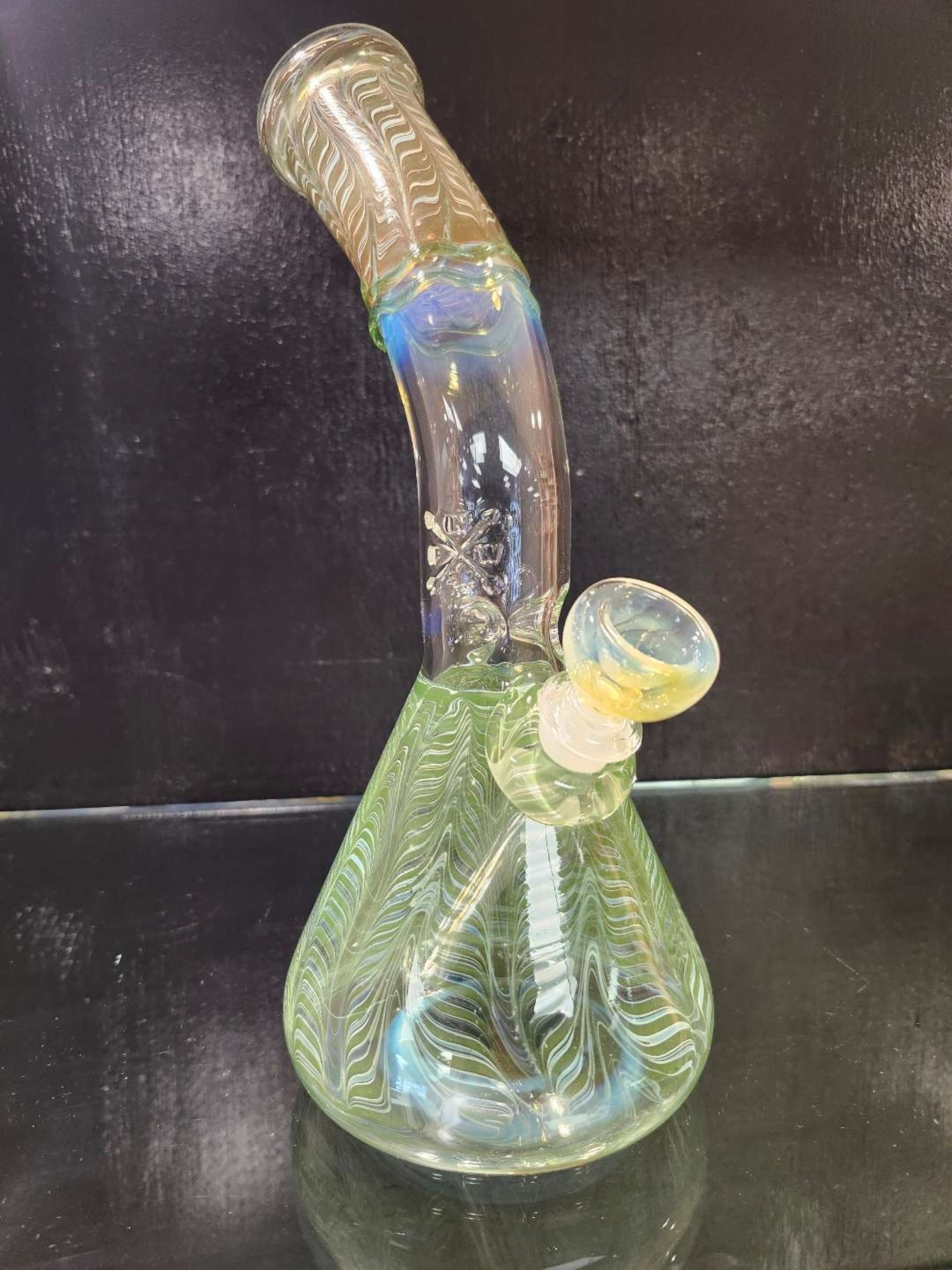 MARY JANES GLASS   12" BENT NECK  BEAKER image 0