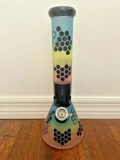 Preview pic of 13.8" Premium Beaker Honeycomb Rainbow Fade Thick