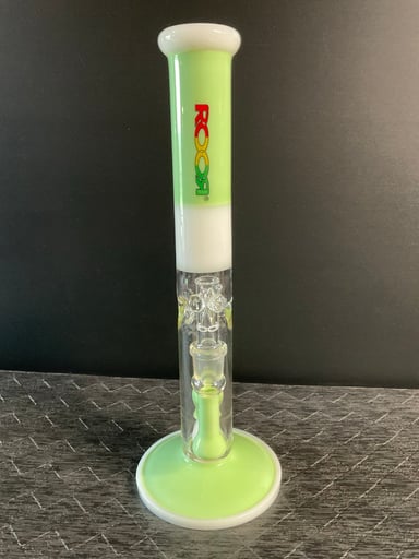 Preview pic of ROOR Tech Fixed 18mm Straight Tube Milky Green White Rasta Bong