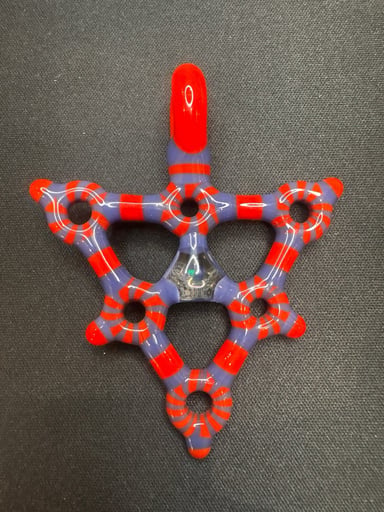 Preview pic of Kaja Glass (@Kajaglass) Lattice Star Pendant – Striped Red & Periwinkle Borosilicate