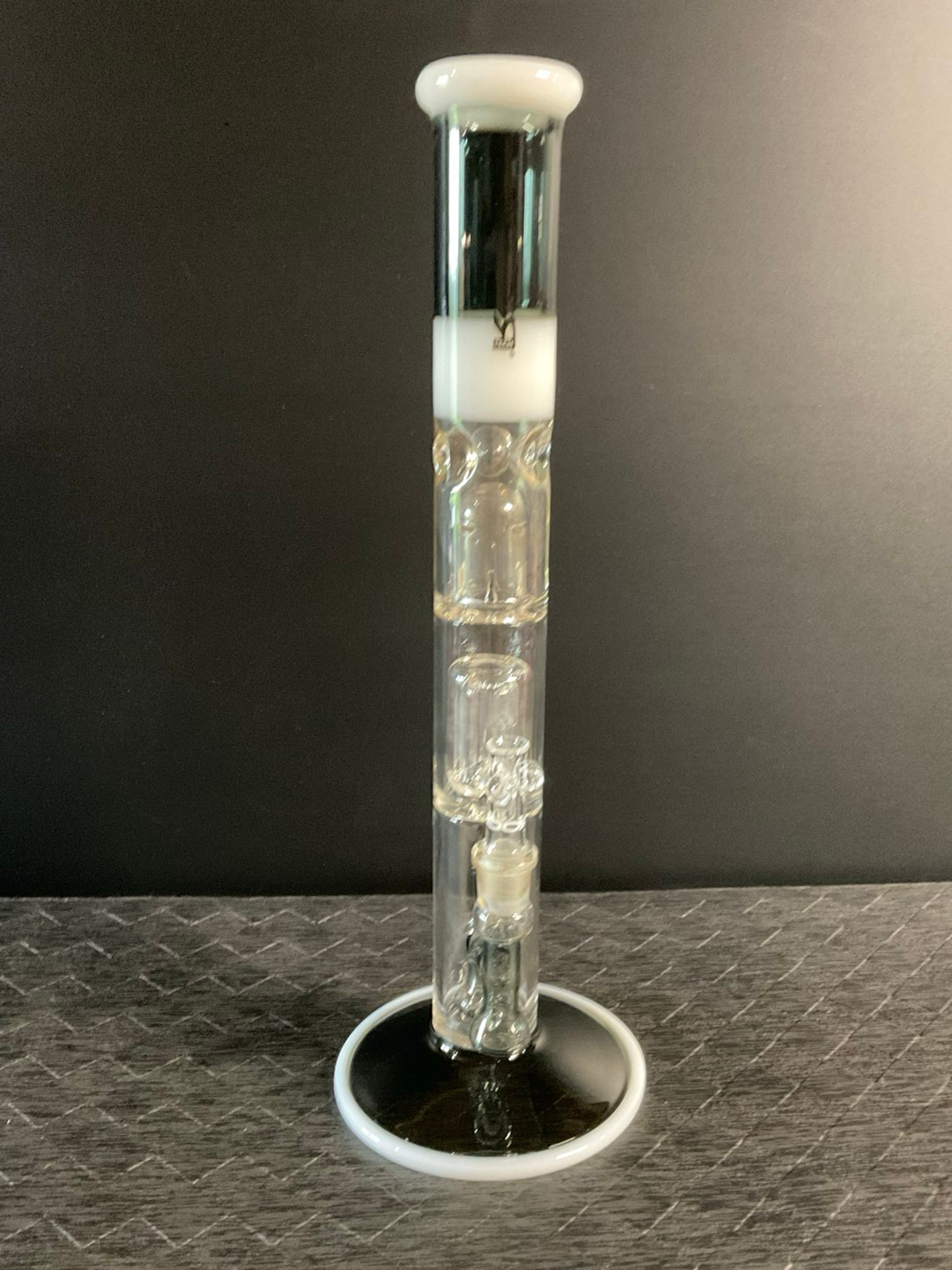 ROOR Tech Black White Fixed 18mm Straight Tube Double Perc image 0