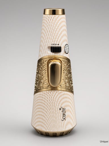 Preview pic of Scorch Torch 61756 Cone | 4.5” Standing Pencil Torch | Cream Diamond & Gold | New | Ships Empty