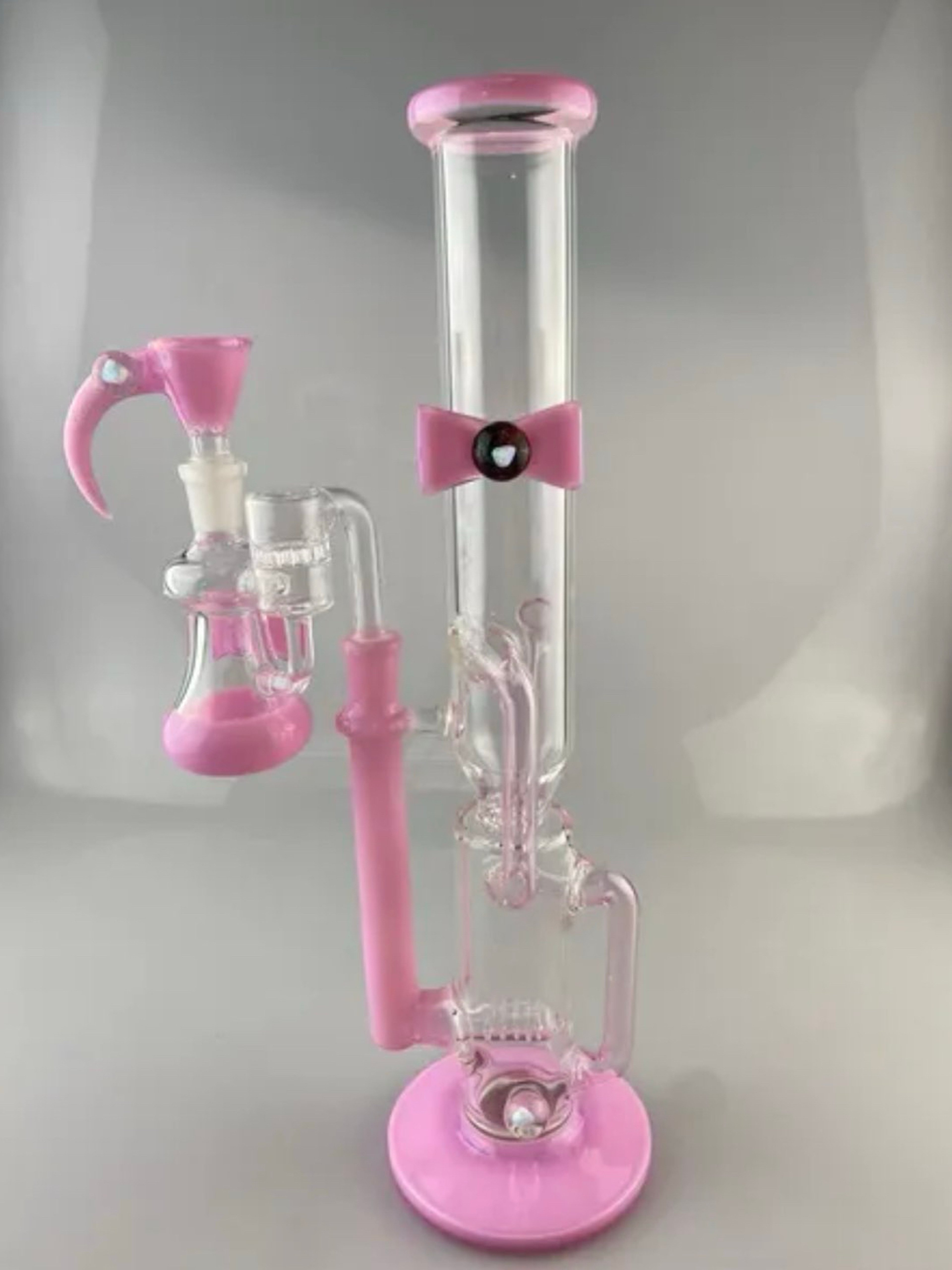 Preview pic of 14mm Pastel Pink Inline Recycler Tube With Ash Catcher