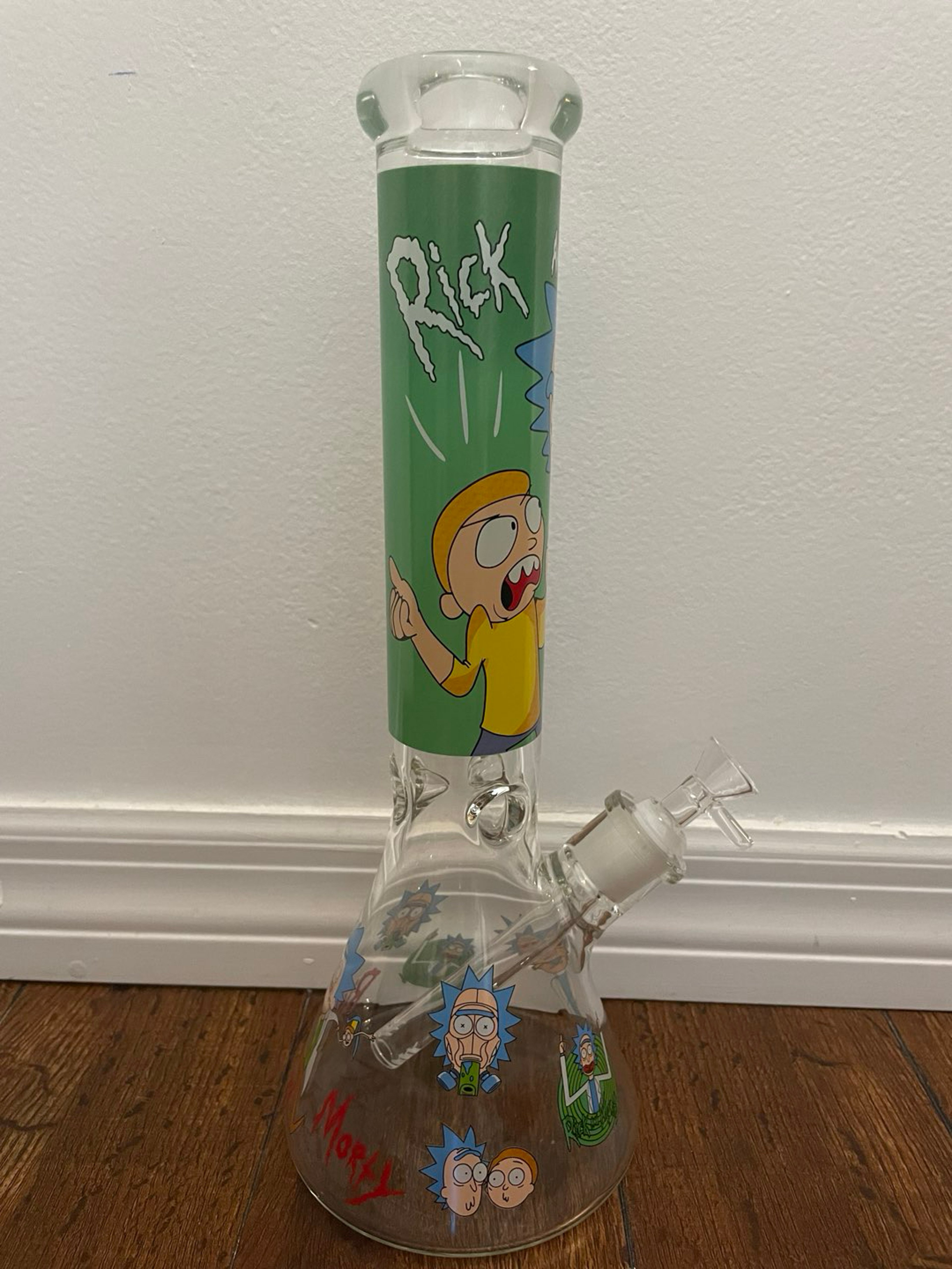 Preview pic of 14” Beaker Bottom Cartoon Rick Morty 14mm