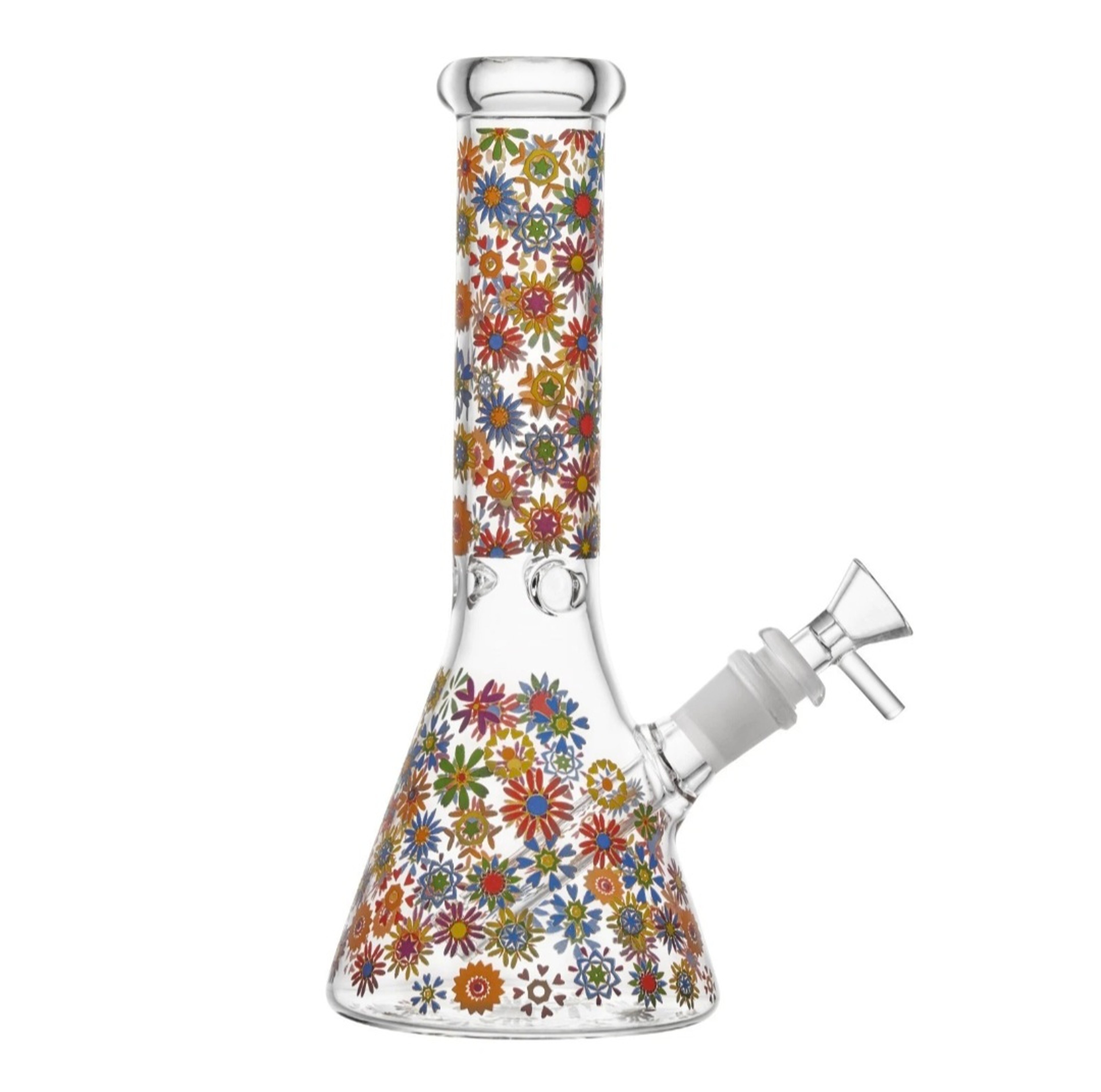 Preview pic of 10' Flower Graphic Design Beaker Style Handcrafted Glass Art Design Tobacco Water Pipe