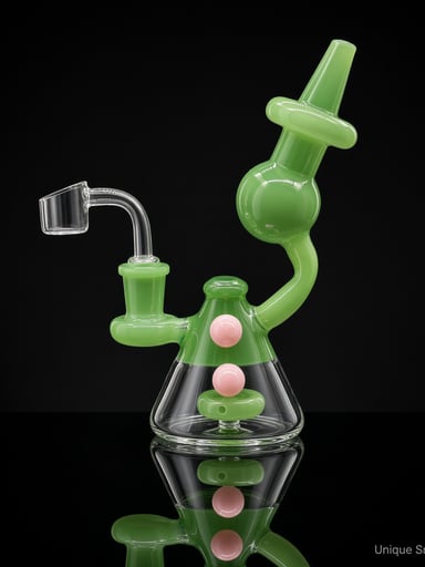 Preview pic of 6.5" Mini Beaker Dab Rig | 14mm Quartz Banger | Green