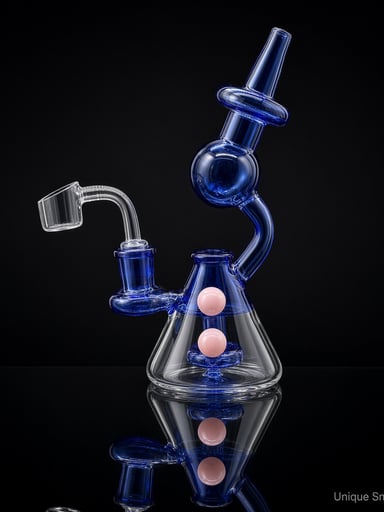 Preview pic of 6.5" Mini Beaker Dab Rig | 14mm Quartz Banger | Blue