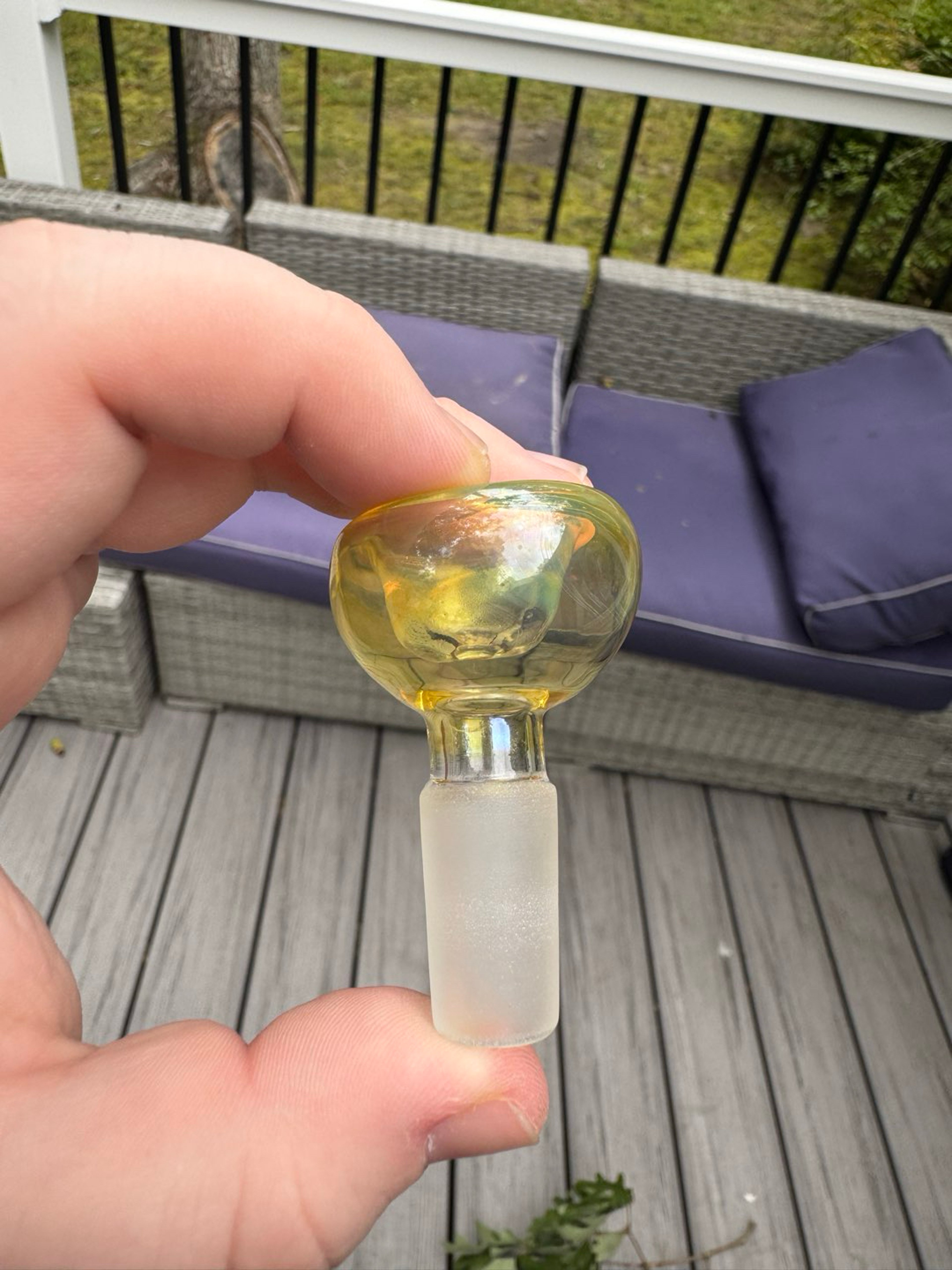 Preview pic of Fumed 14mm single hole slide - Mary Jane’s Glass