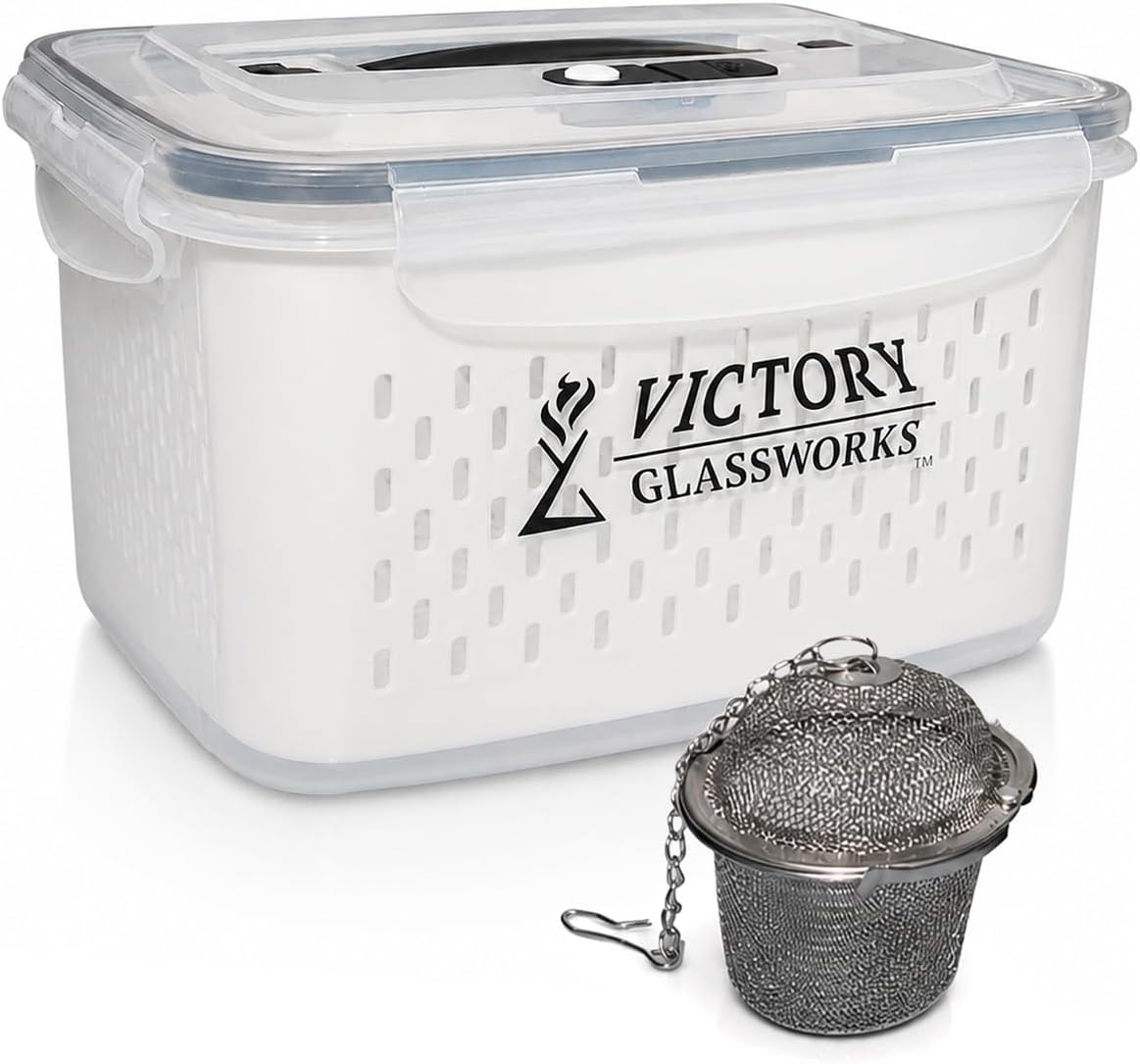 Preview pic of Leak-Proof Soak Tank w/Basket, Drying Rack & Mesh Ball
