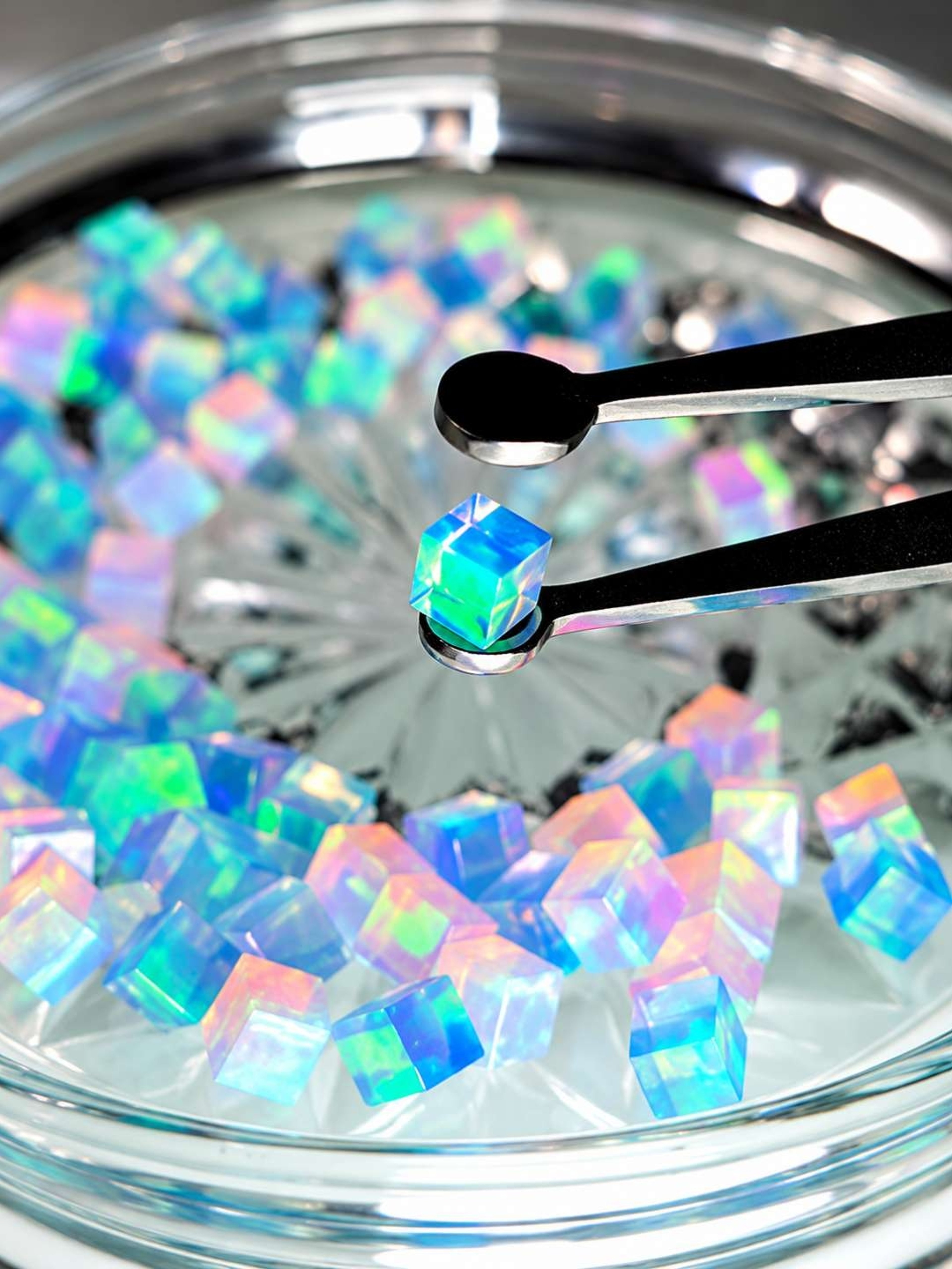 4mm Opal Cube Blue. BUY 2 GET 1 FREE ANY PEARL LISTING! image 0