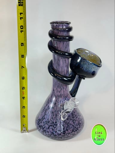 Preview pic of Special K Glass 10½” Purple Wrap Bong with Attached Ash Cup