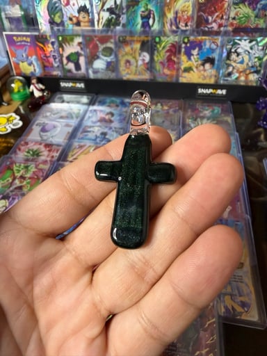 Preview pic of Cross Pendant - Heavy Xxenon  (Dark Sparkly Green)
