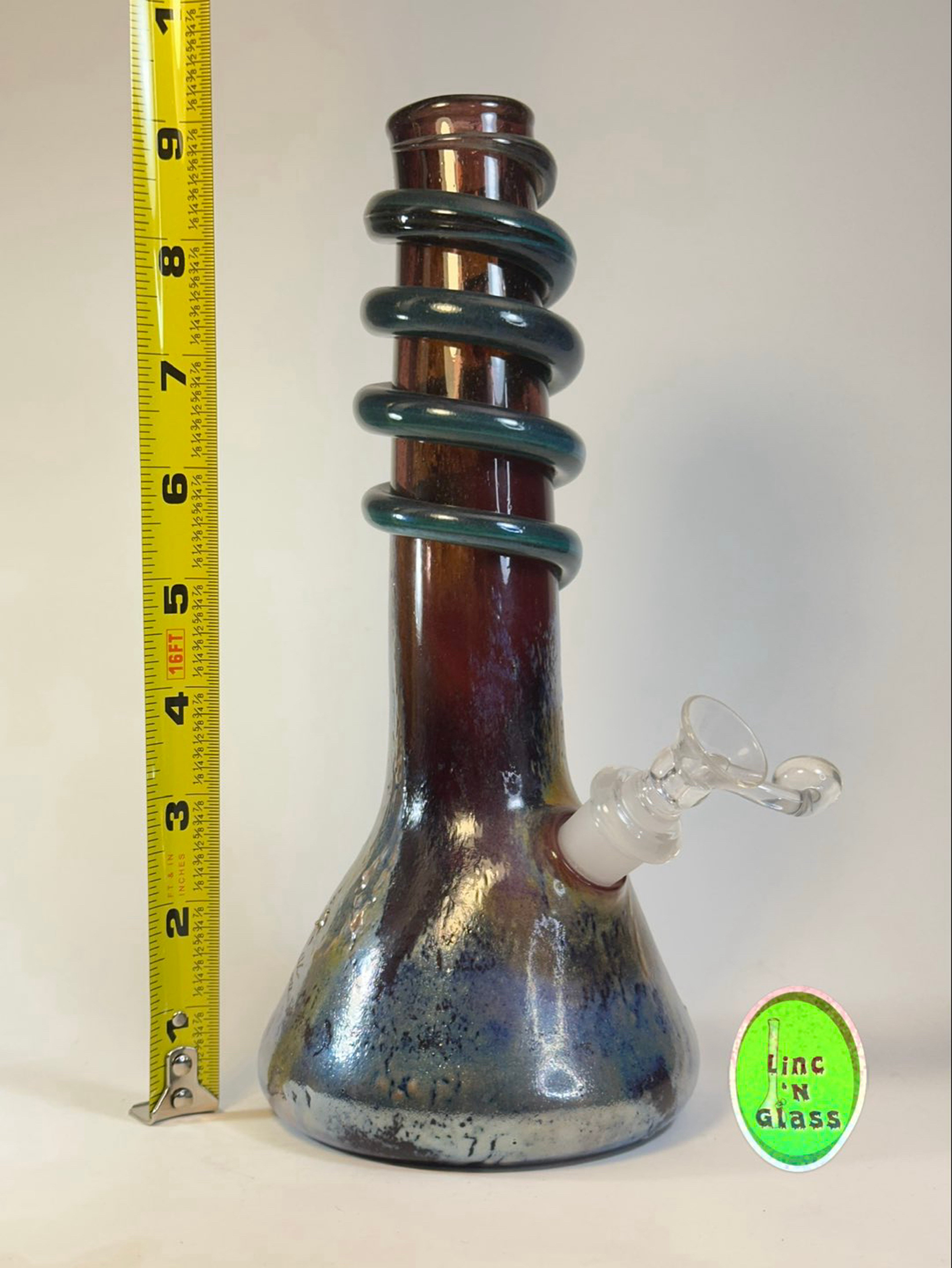 Special K Glass 9½” Metallic Wrap Beaker Bong image 0