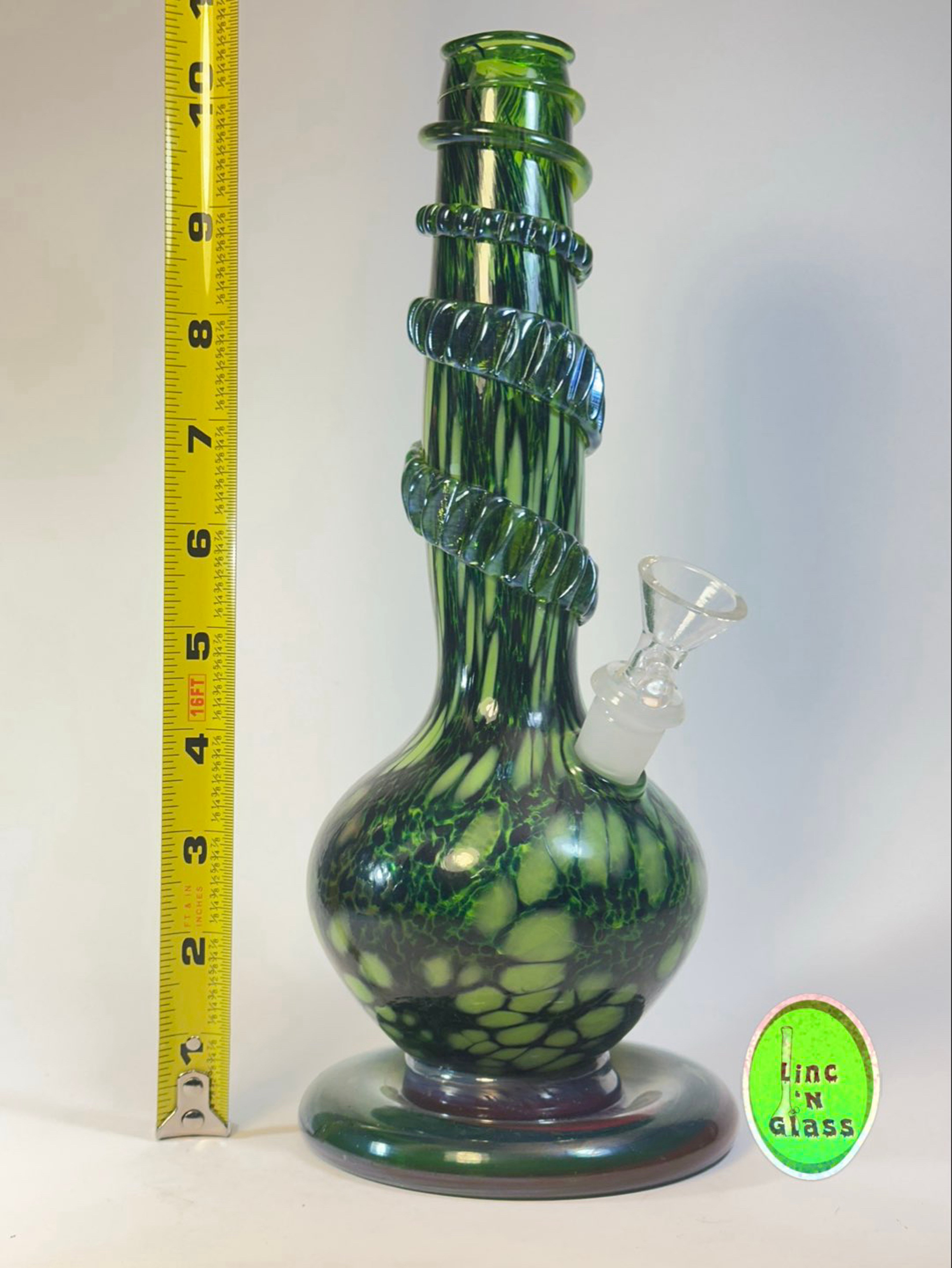 Special K Glass 10½” Green Bubble with Textured Wrap image 0