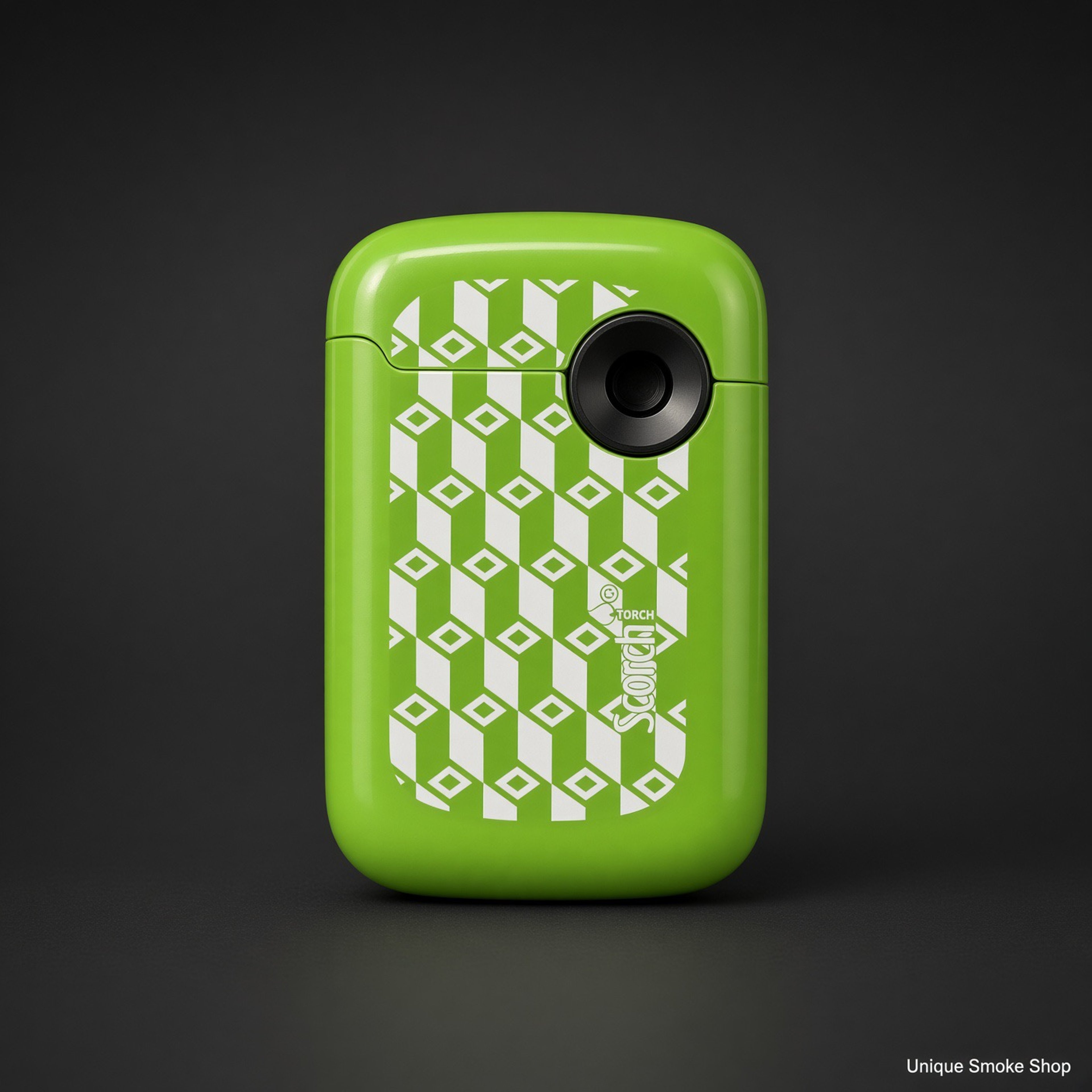 Preview pic of Scorch Torch 61884 Pocket Lighter – Green Lattice Flip-Top Blue Jet Flame (New)