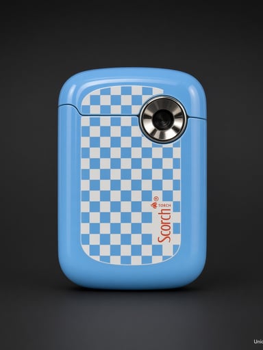 Preview pic of Scorch Torch 61884 Pocket Lighter – Blue Checker Flip-Top Blue Jet Flame (New)