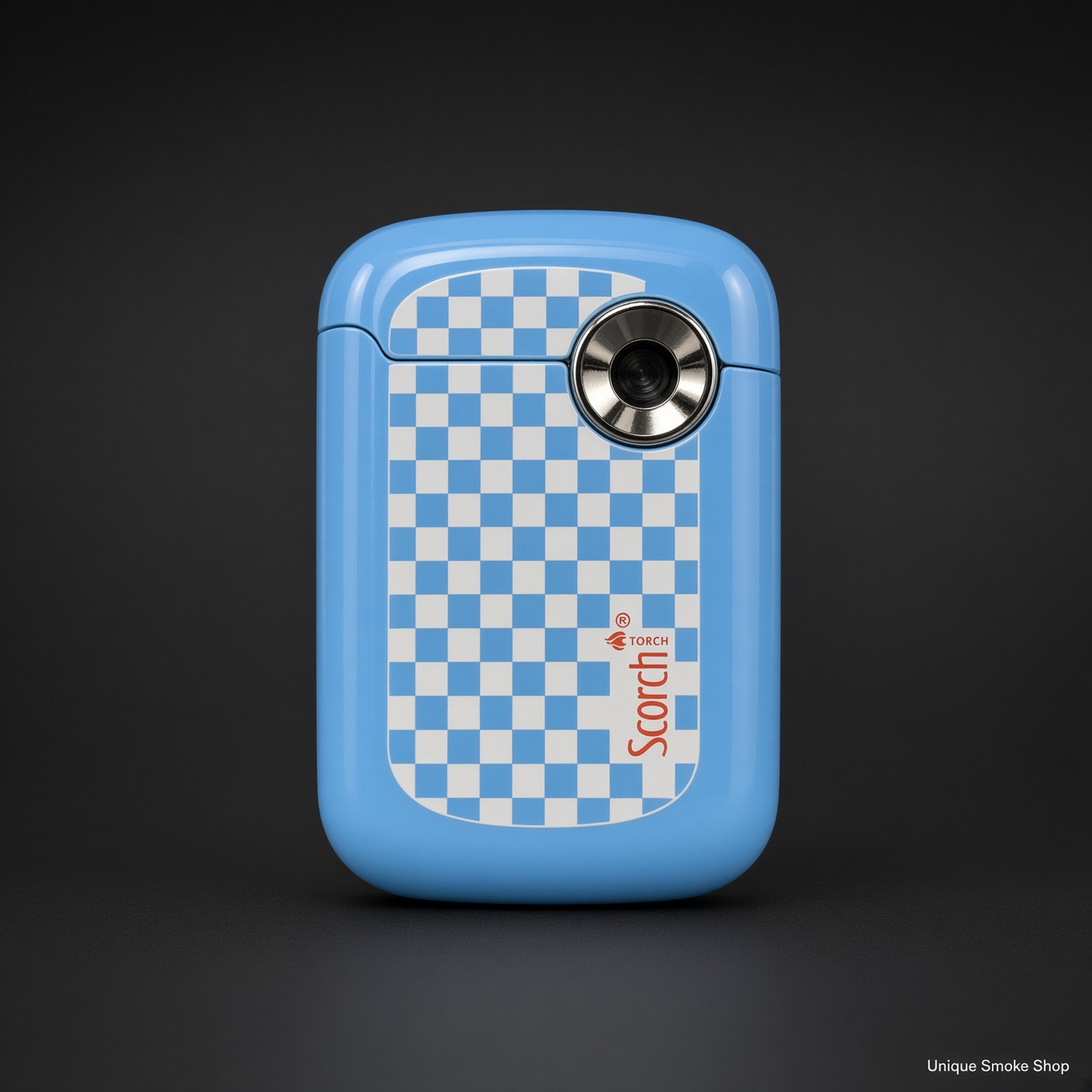 Preview pic of Scorch Torch 61884 Pocket Lighter – Blue Checker Flip-Top Blue Jet Flame (New)