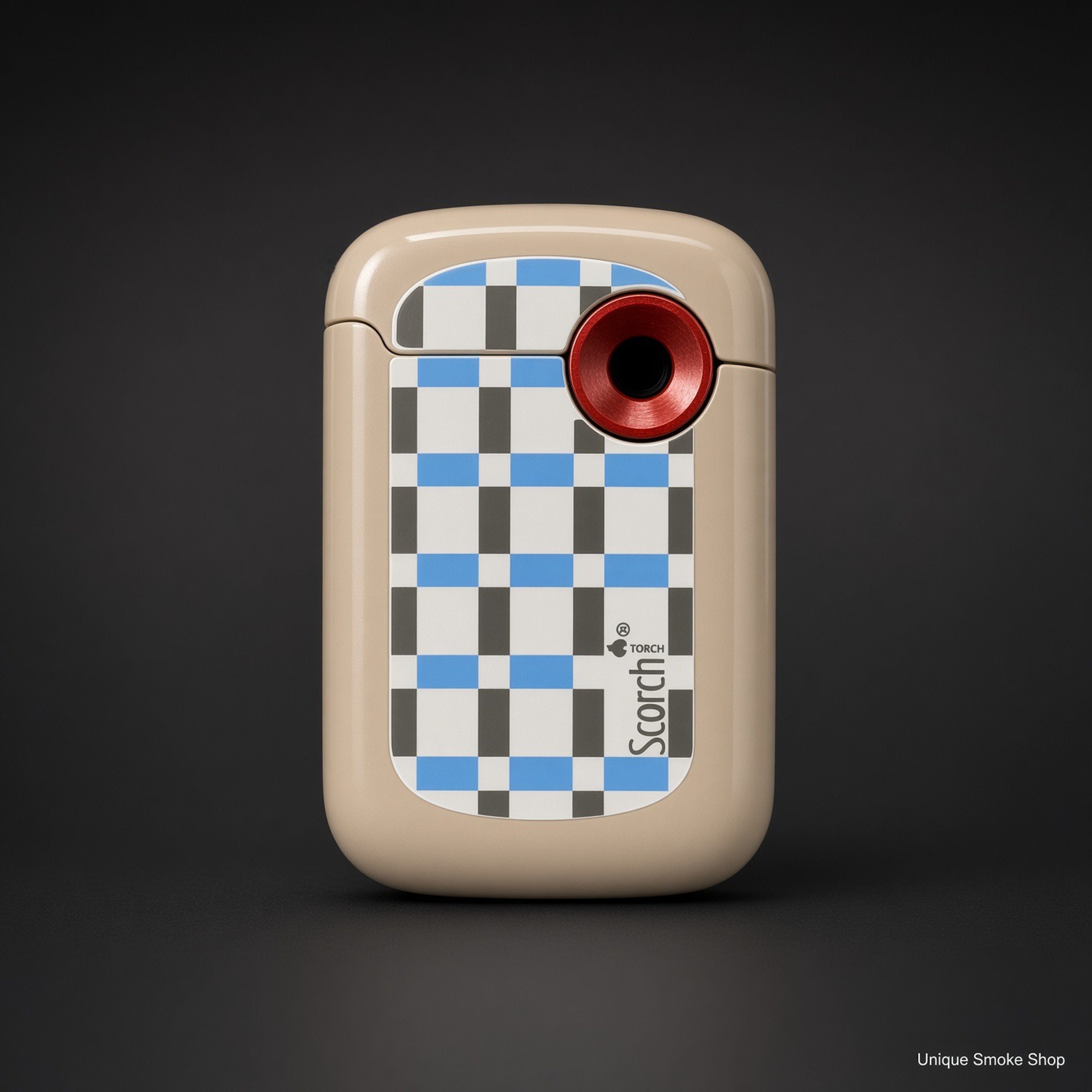 Preview pic of Scorch Torch 61884 Pocket Lighter – Beige Checker Flip-Top Blue Jet Flame (New)