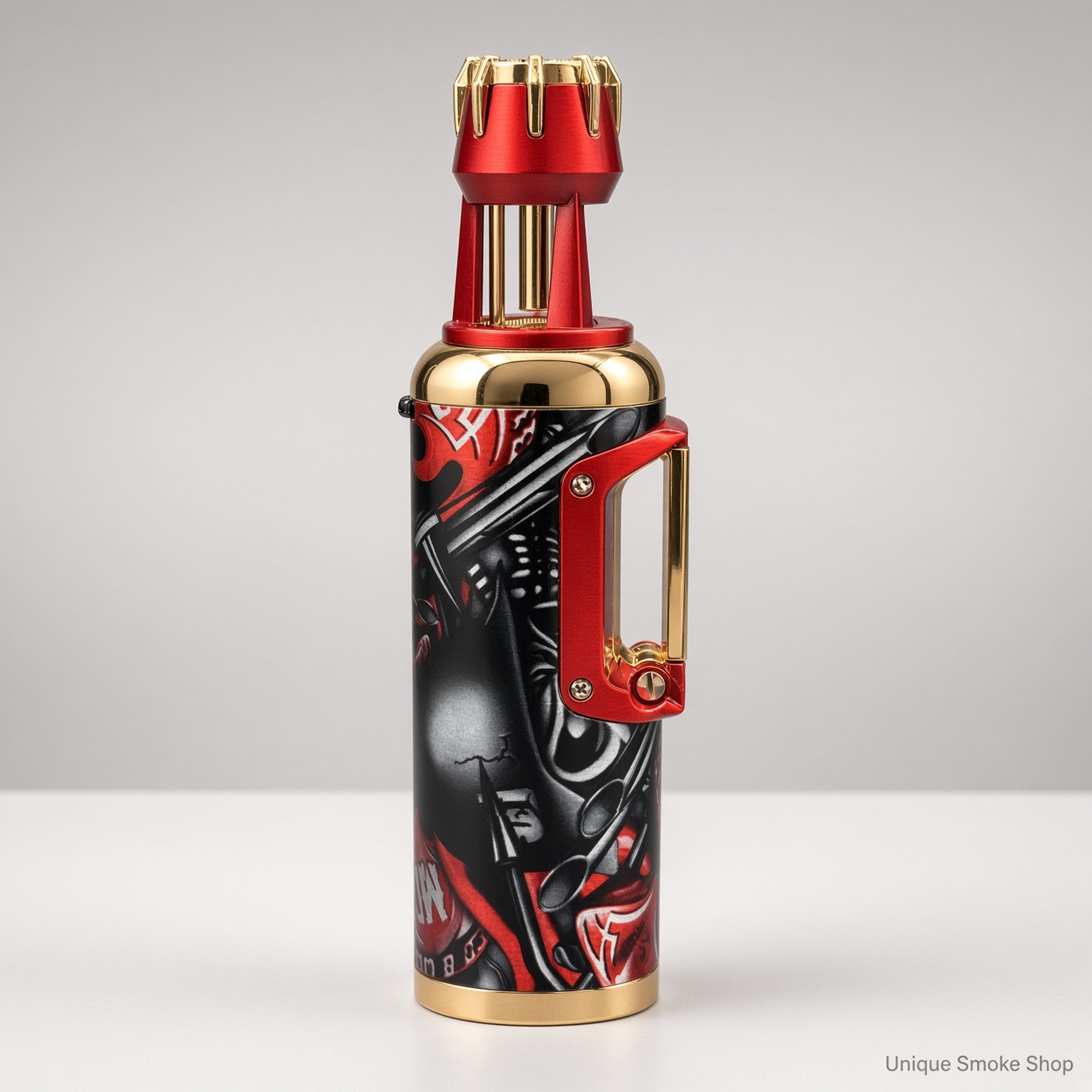 Preview pic of Scorch 61857 5" Standing Torch Lighter | Red Graphic Gold | Side-Clip Jet