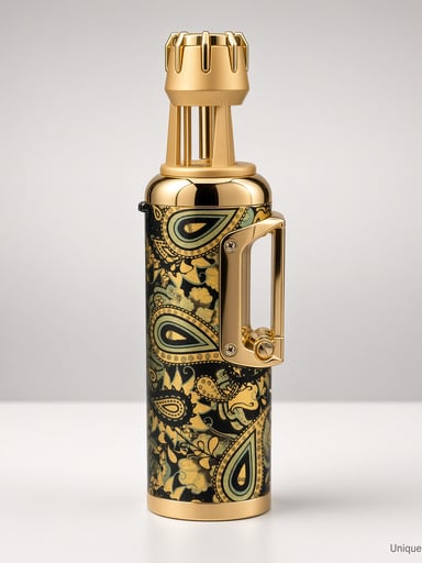 Preview pic of Scorch 61857 5" Standing Jet Lighter | Gold Paisley | Side-Clip Butane Torch