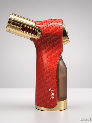 Preview pic of Scorch 61754 4-Jet Torch Lighter | Red Carbon Gold | Pistol Grip Butane