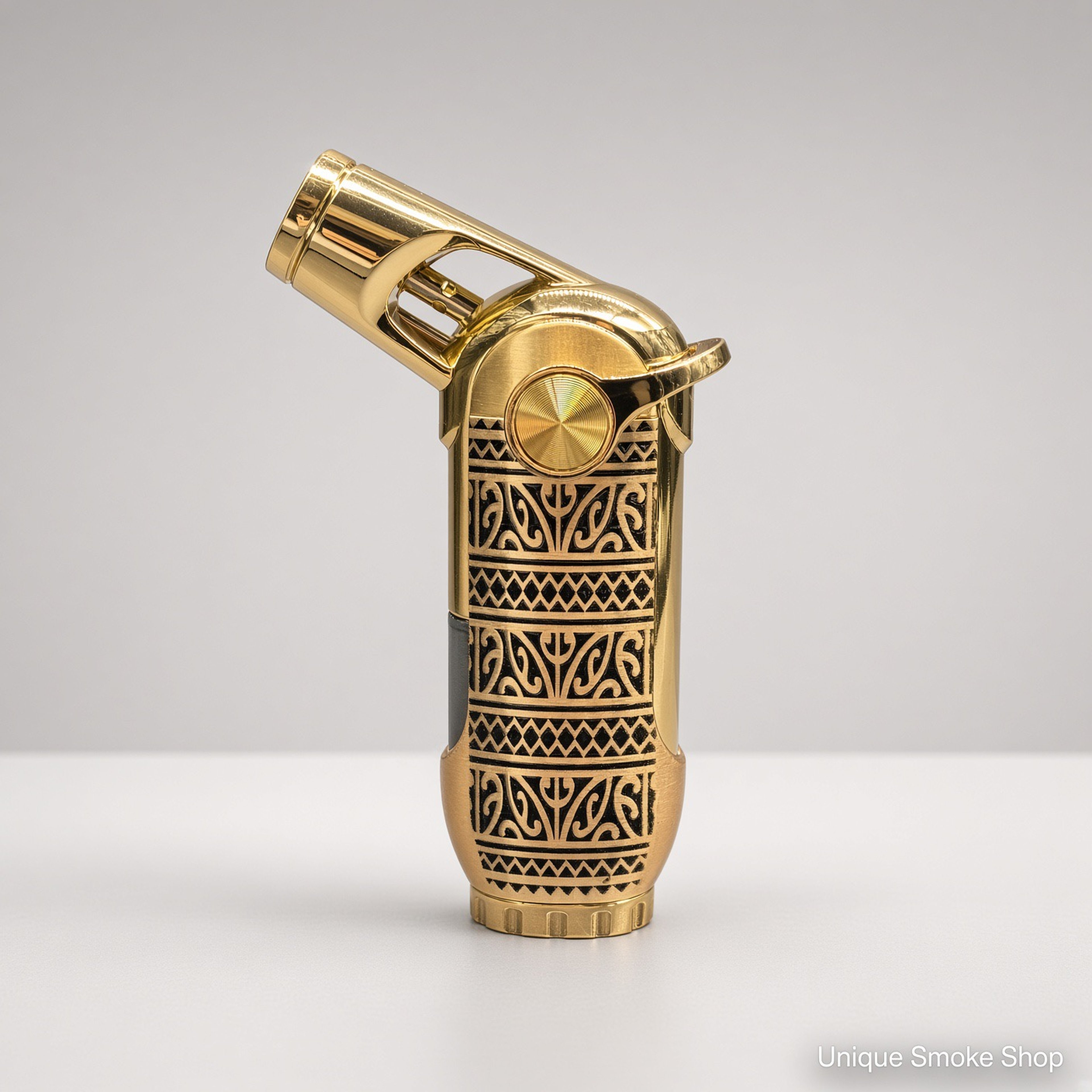 Preview pic of Scorch 61895 Metal Jet Lighter | Gold Tribal | 4" Single-Flame Butane Torch