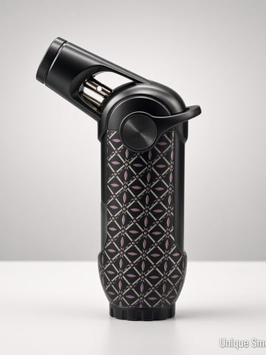 Preview pic of Scorch 61895 Metal Jet Lighter | Pink Lattice Black | 4" Single-Flame Torch